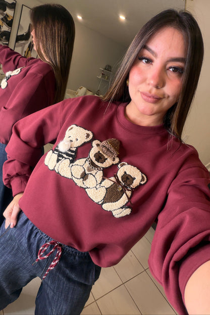 Cutest Bears Burgundy Sweater