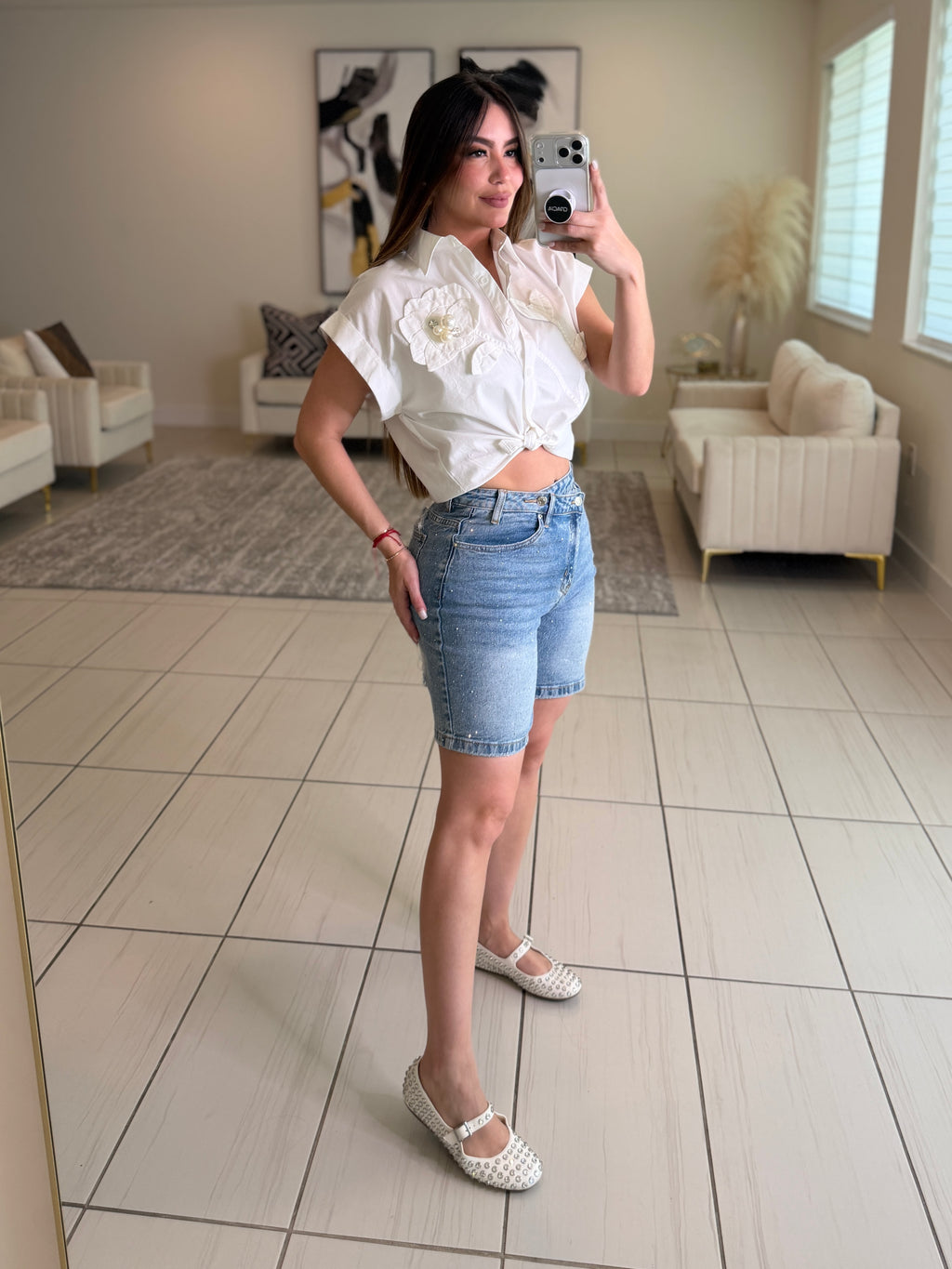 Crystal Denim Shorts