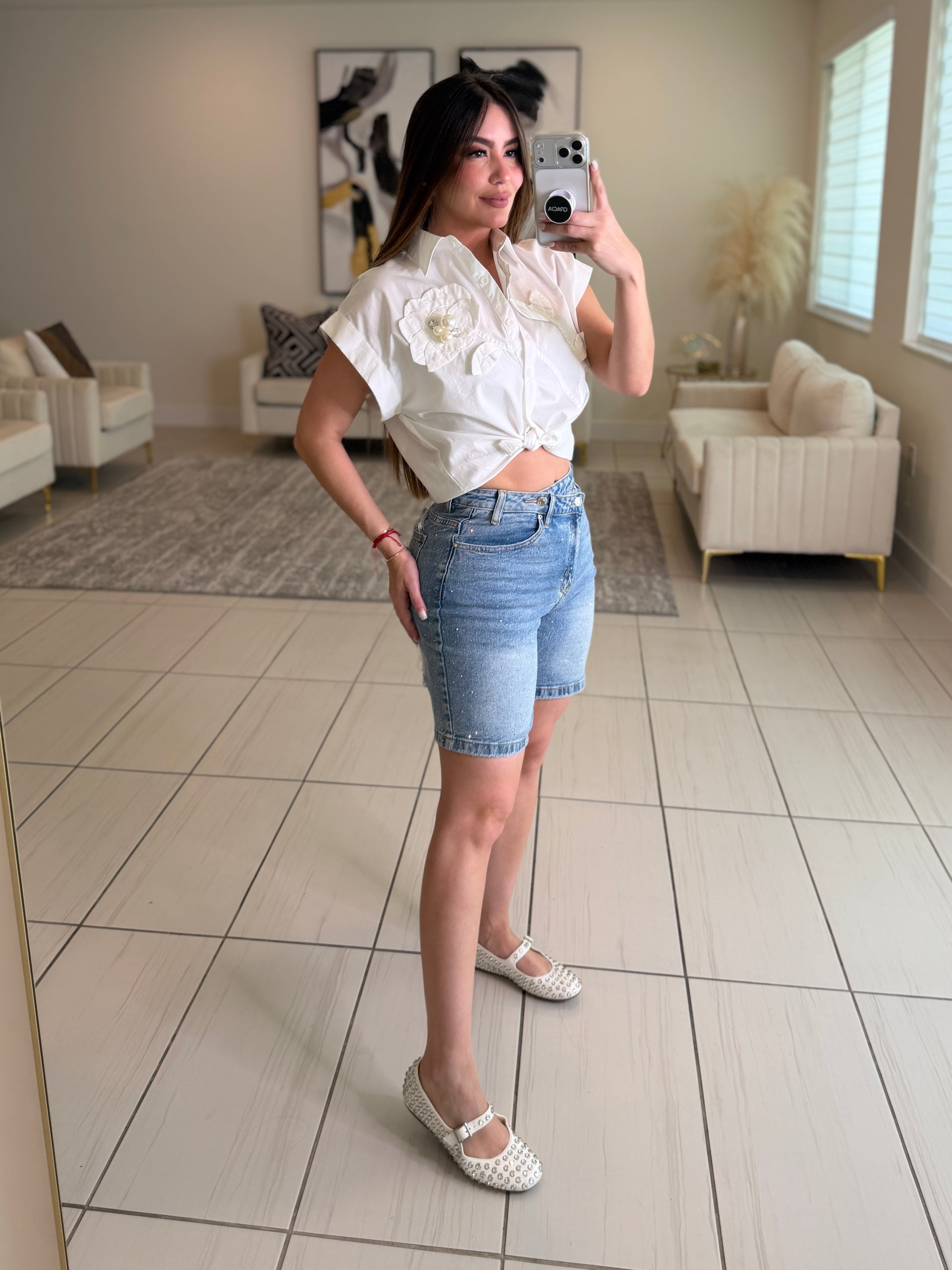 Crystal Denim Shorts