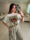 Chic Puppy Stripes White Tshirt