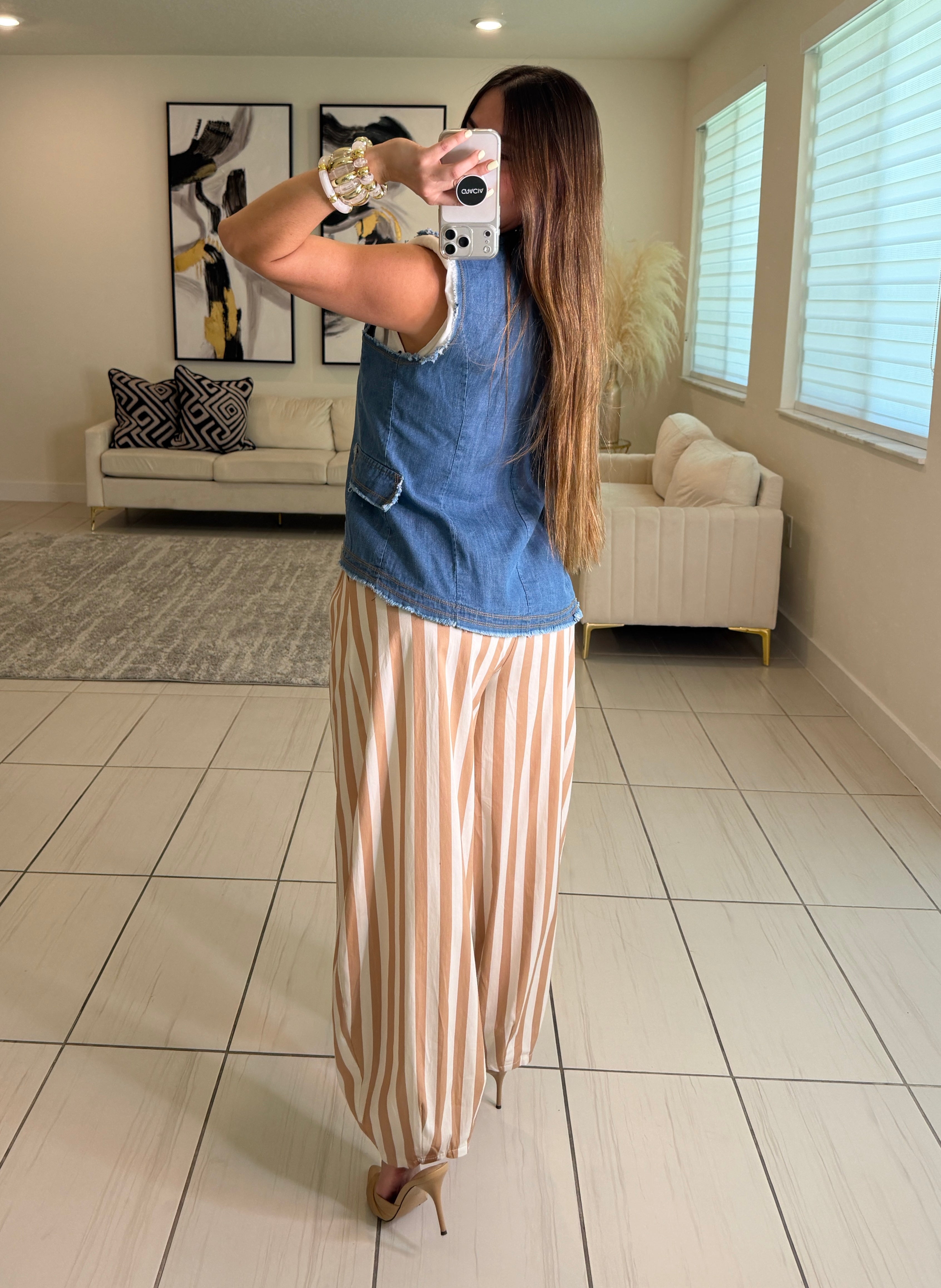 Gravity Stripes Beige Pants