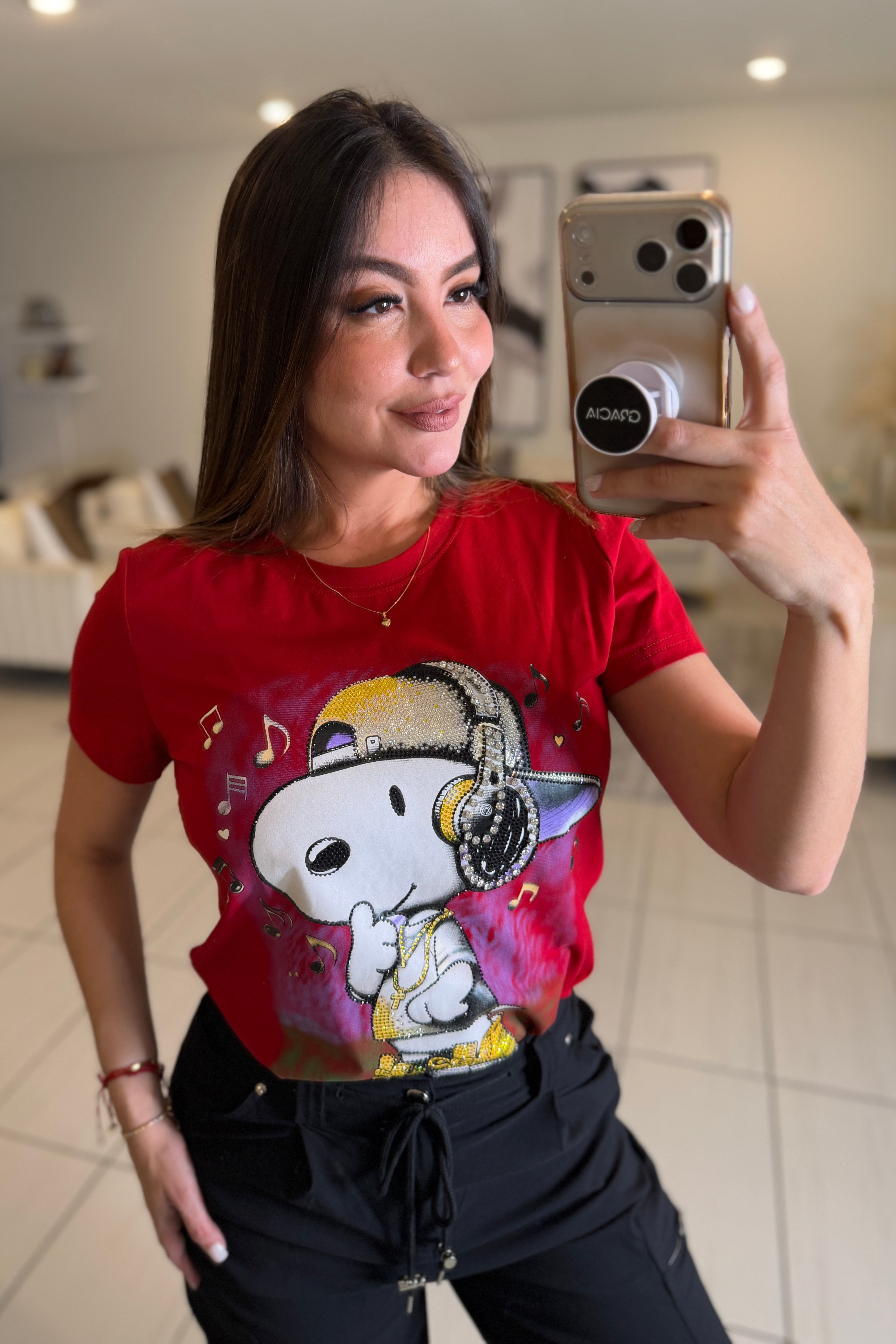 Funny Rhinestones Red Tshirt