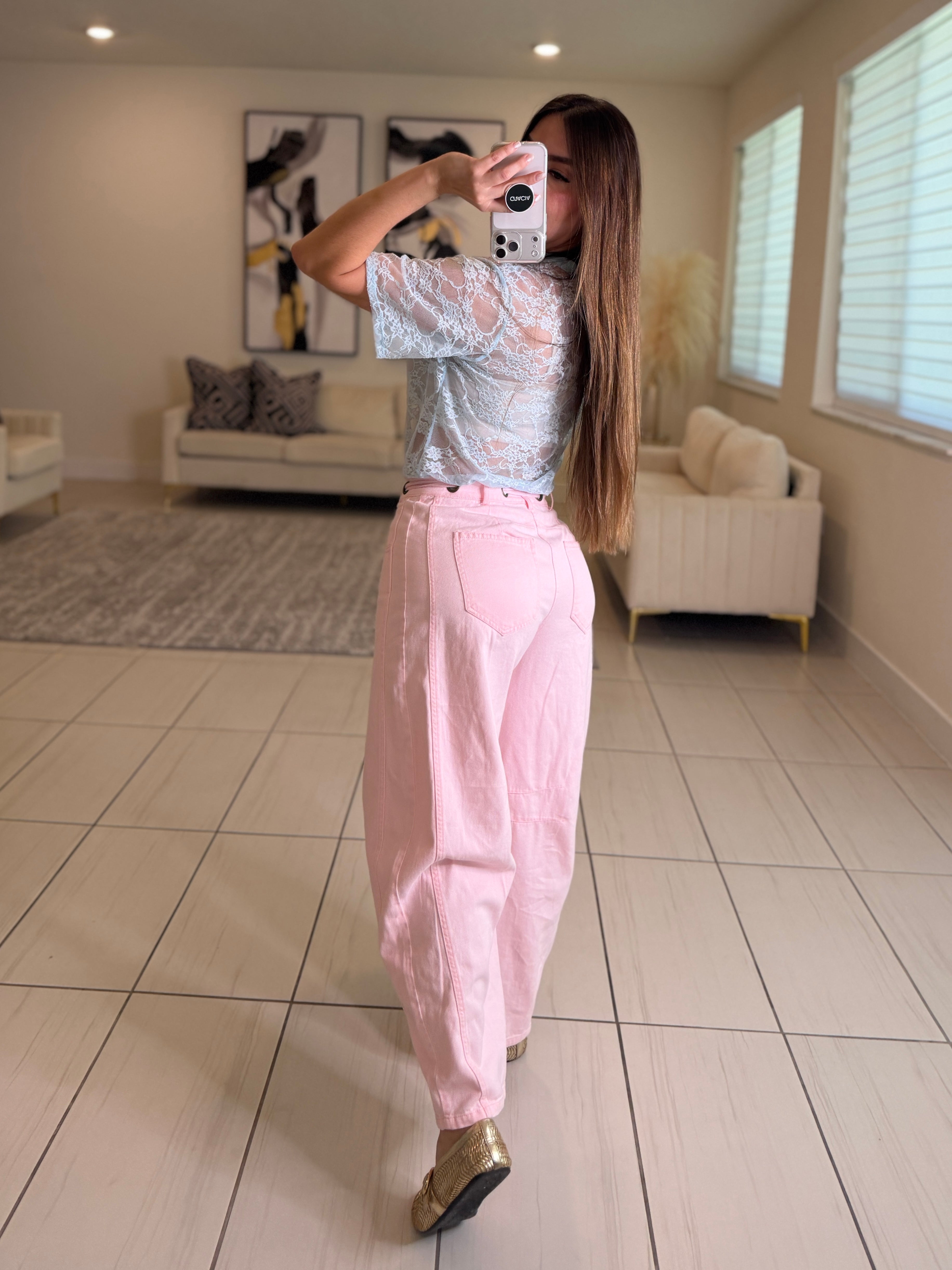 Graceful Muse Pink Barrel Pants