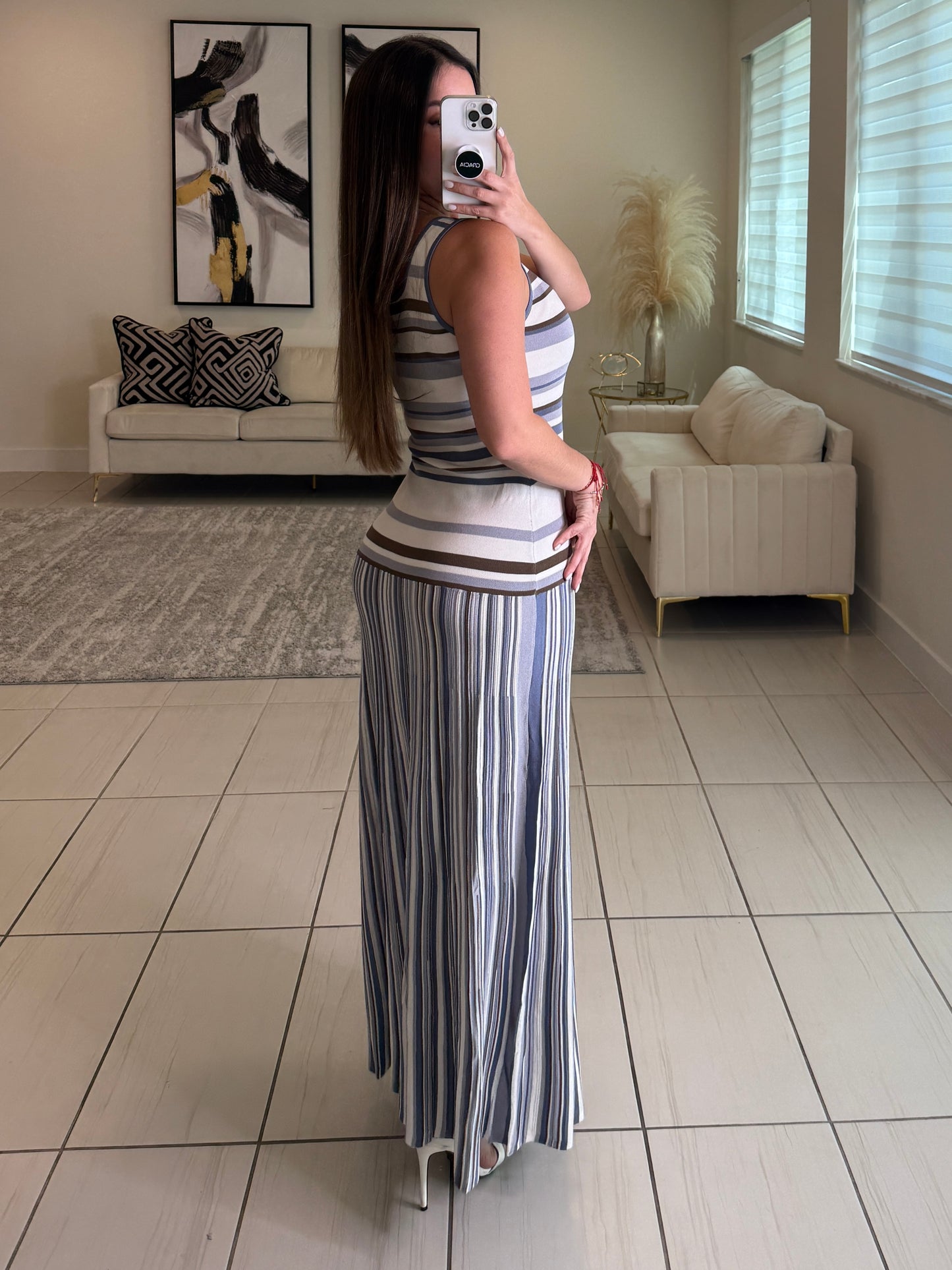 Linear Muse Stripes Blue Maxi Dress