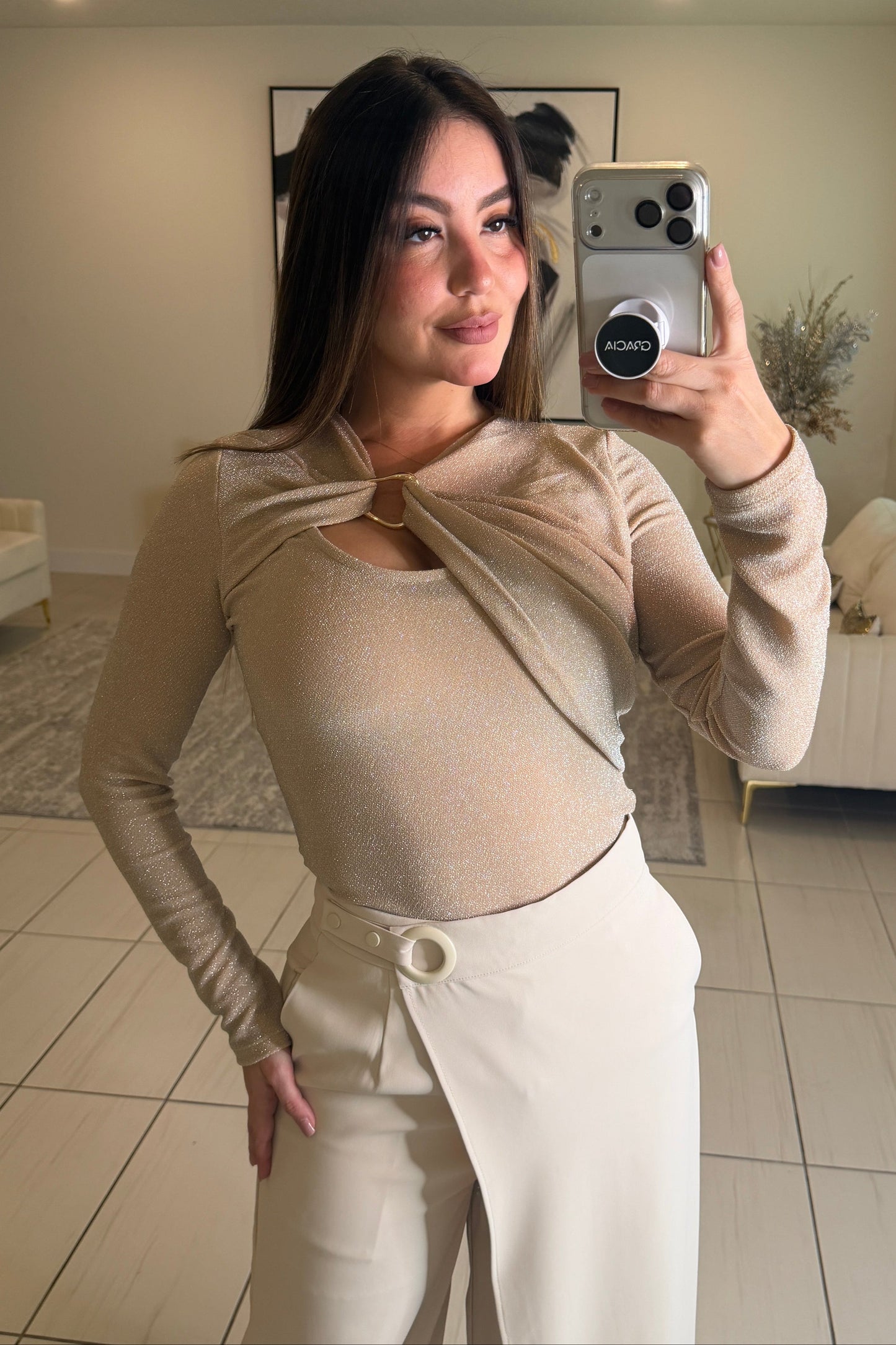 Bright Sparkles Beige Top