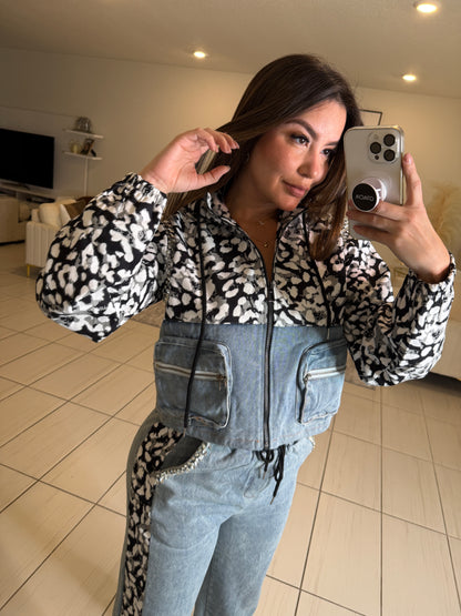 Urban Flair Leopard and Denim Comfy Set