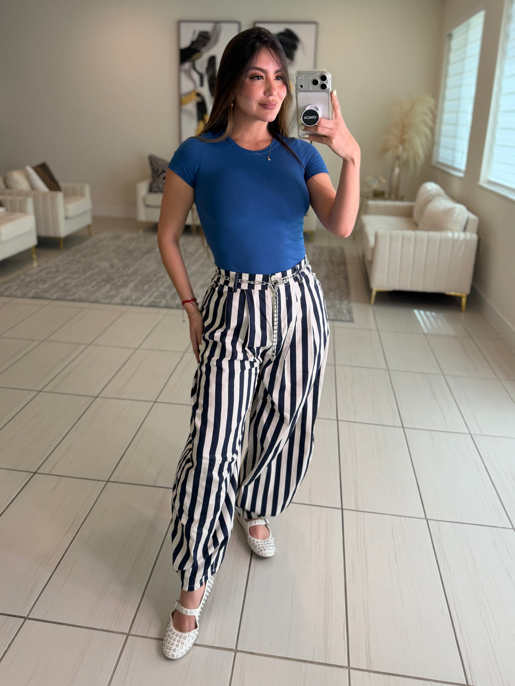 Gravity Stripes Navy Blue Pants