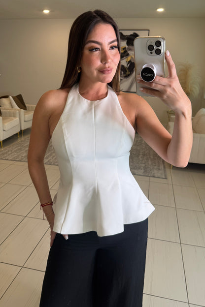 Refined Peplum White Top