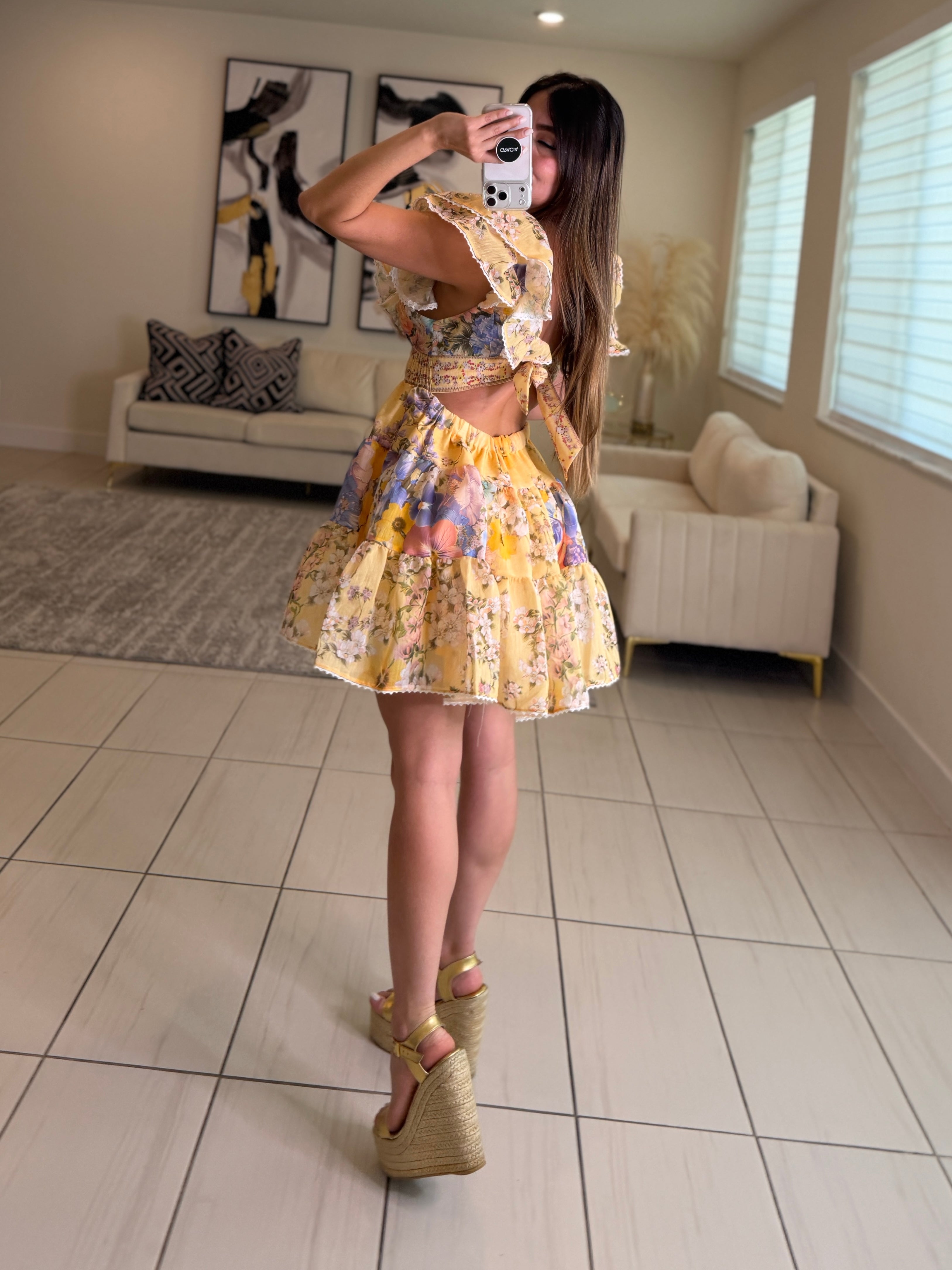 Radiant Reverie Floral Yellow Dress