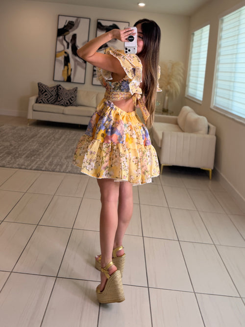 Radiant Reverie Floral Yellow Dress