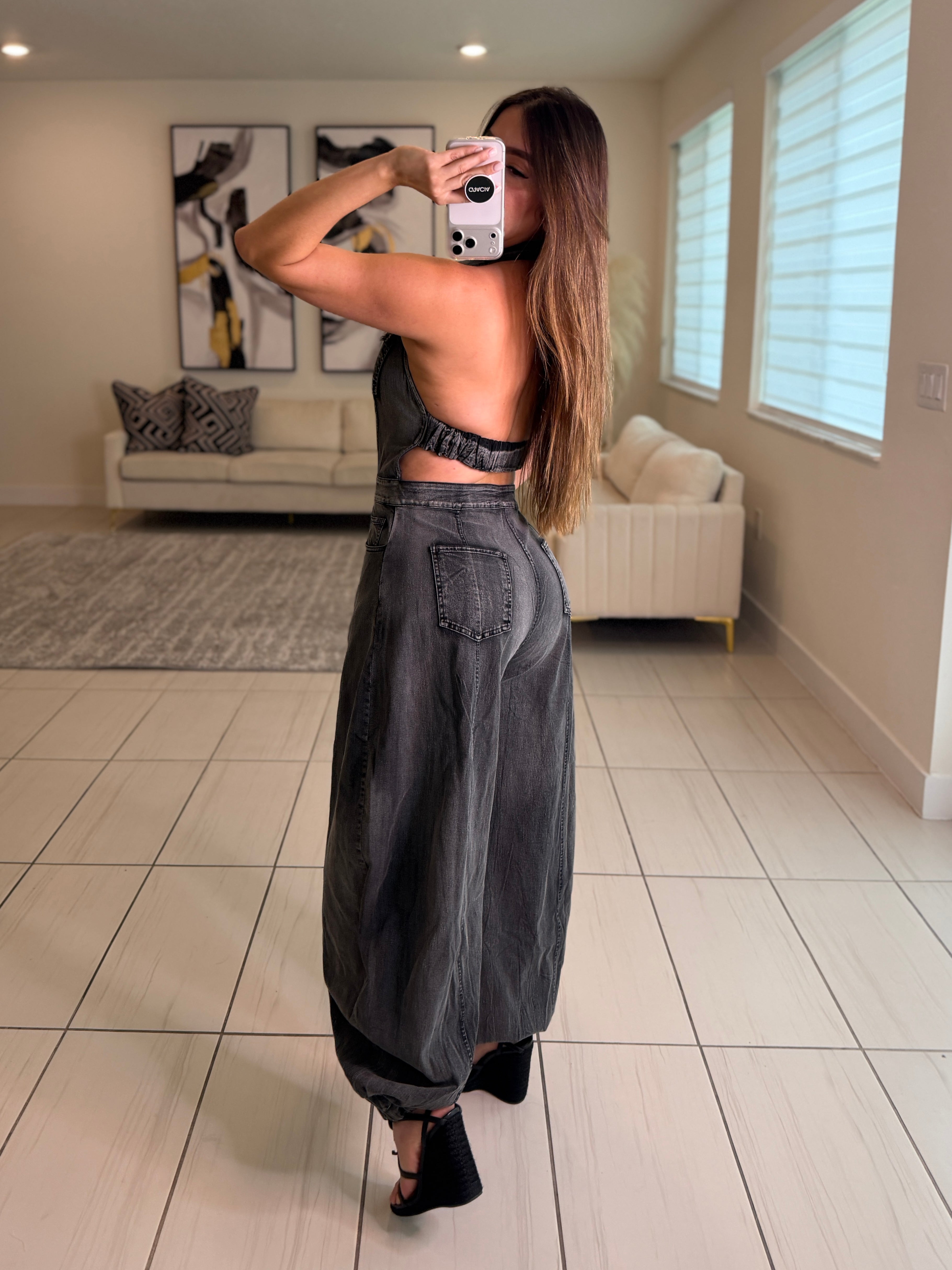 Divine Desire Black Denim Jumpsuit