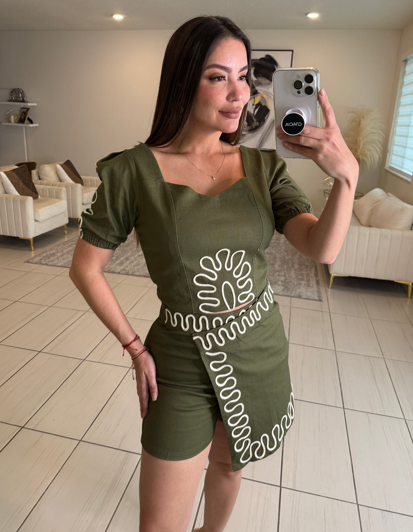 Divine Twist Green Short Set