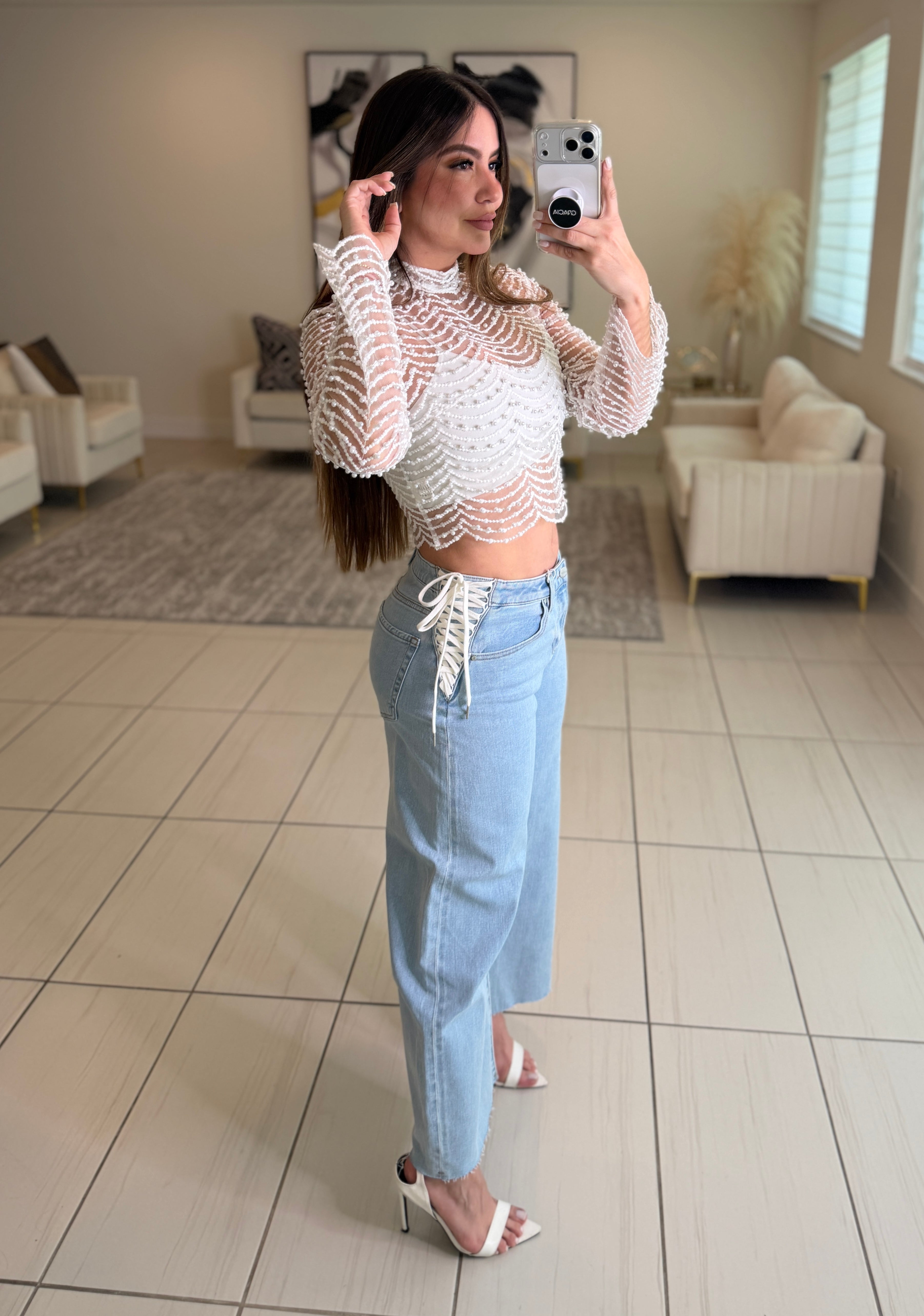 Slouchy Crop Barrel Denim Pants