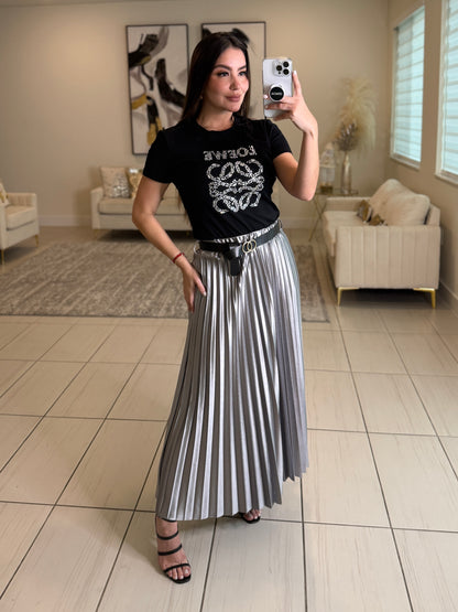 Magnetic Grey Midi Skirt