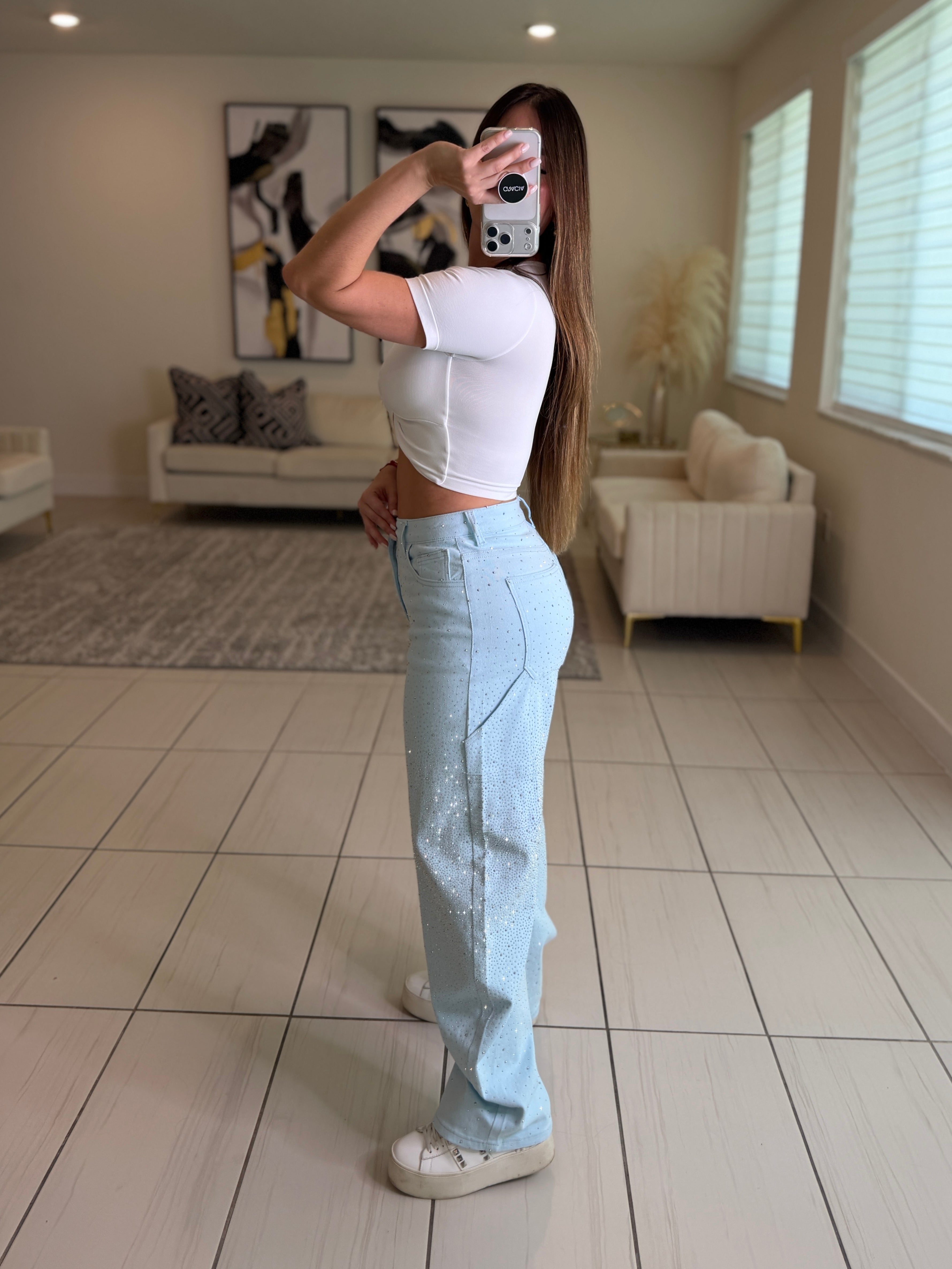 Divine Rhinestones Blue Pants