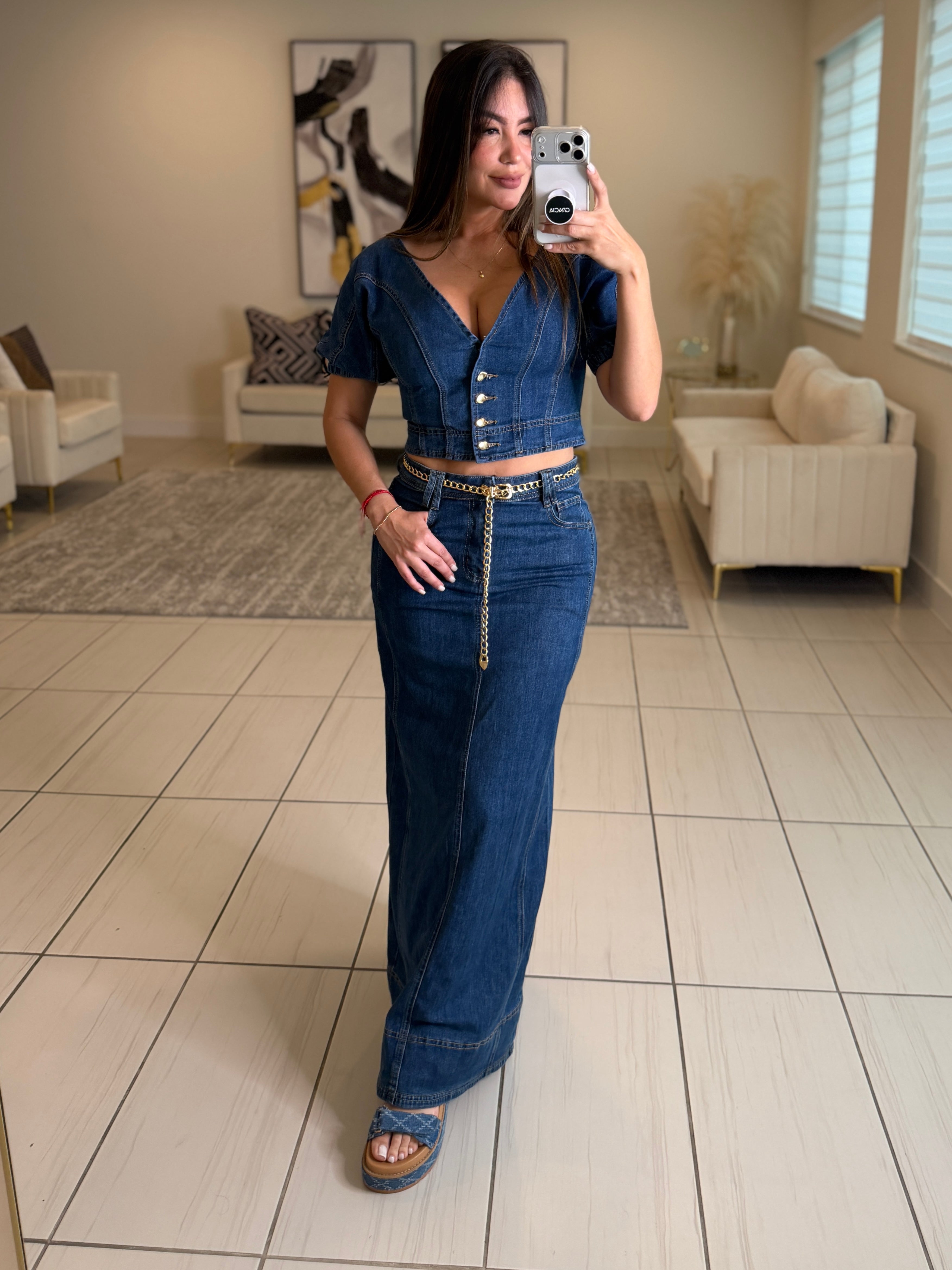 Gonna Scampanata in Denim Skirt Set