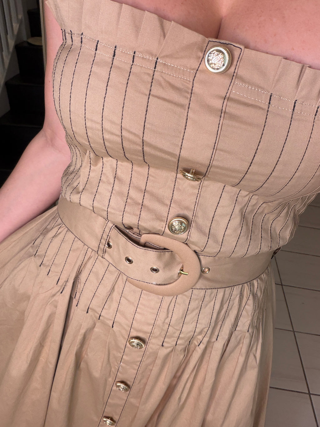 Enchanted Veil Khaki Dress