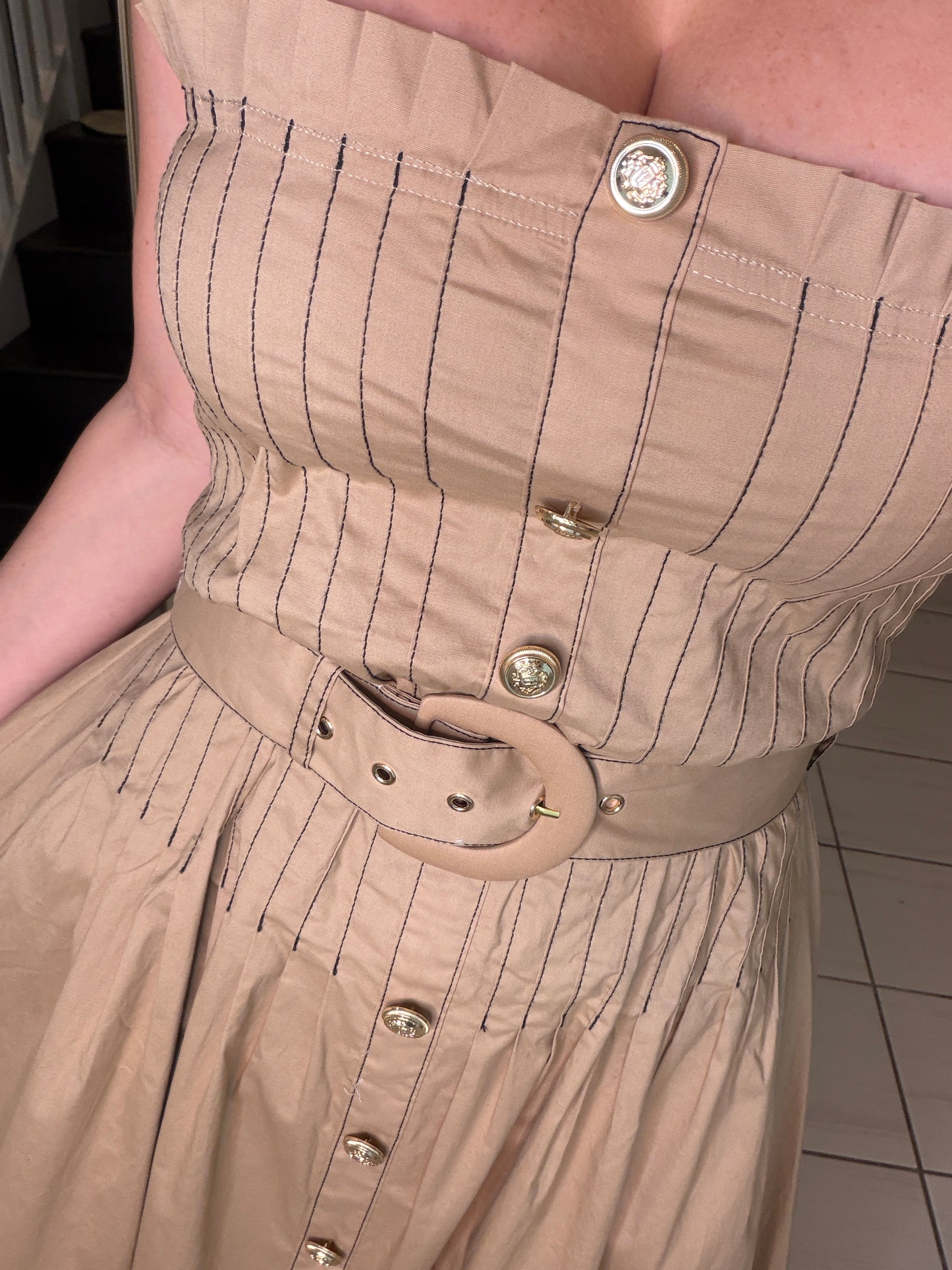 Enchanted Veil Khaki Dress