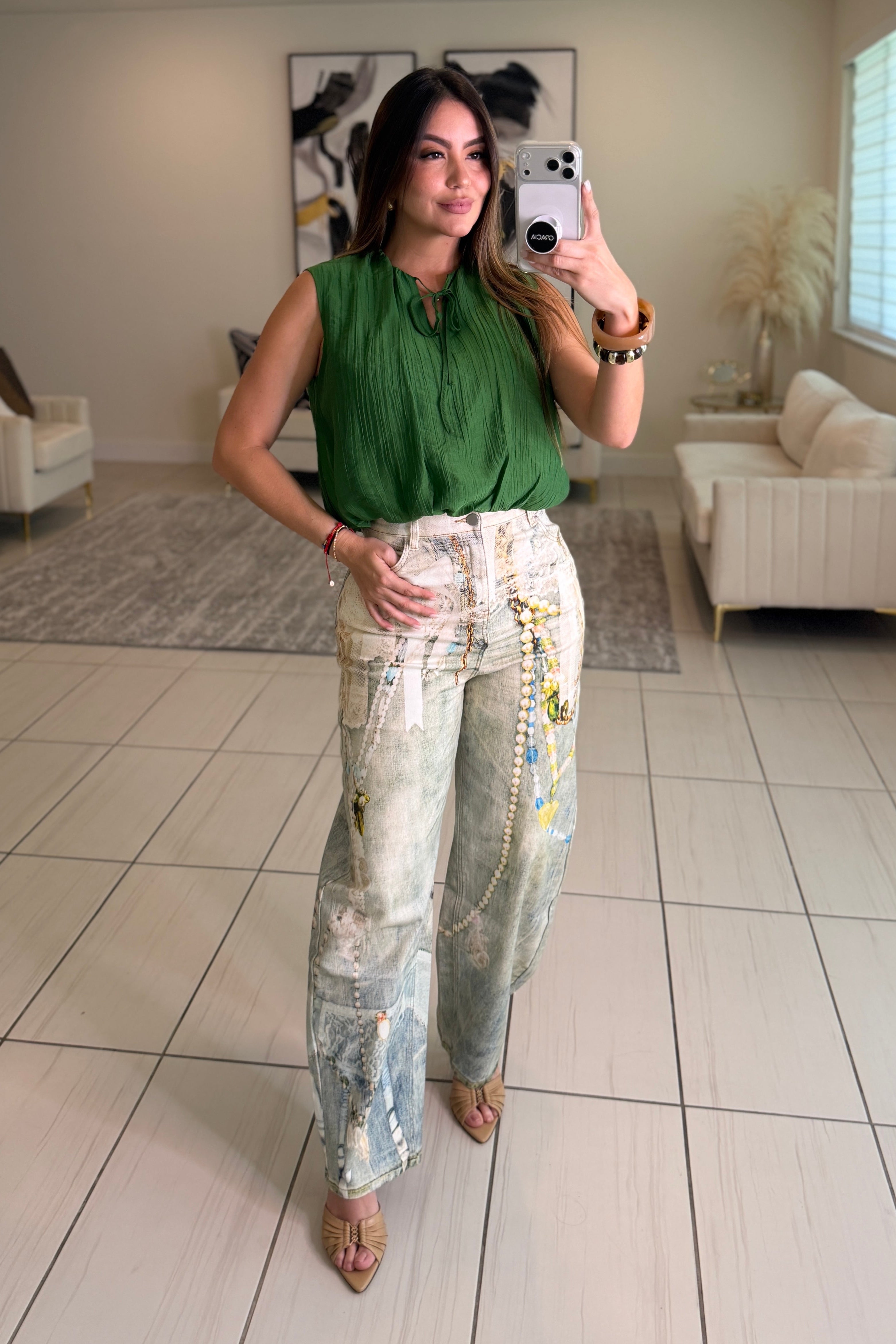 Charming Cool Print Barrel Pants
