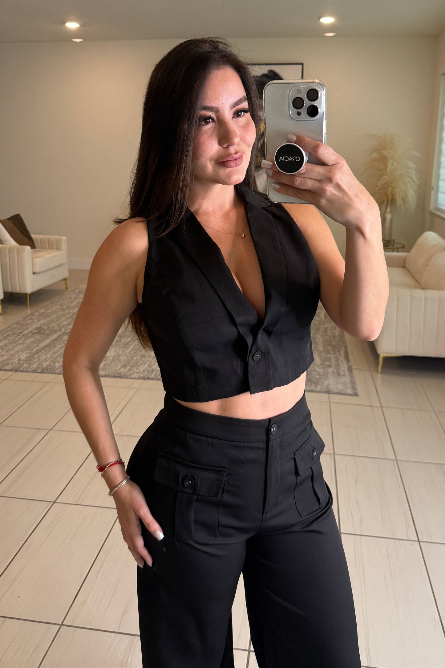 Sharp Agenda Black Pant Set