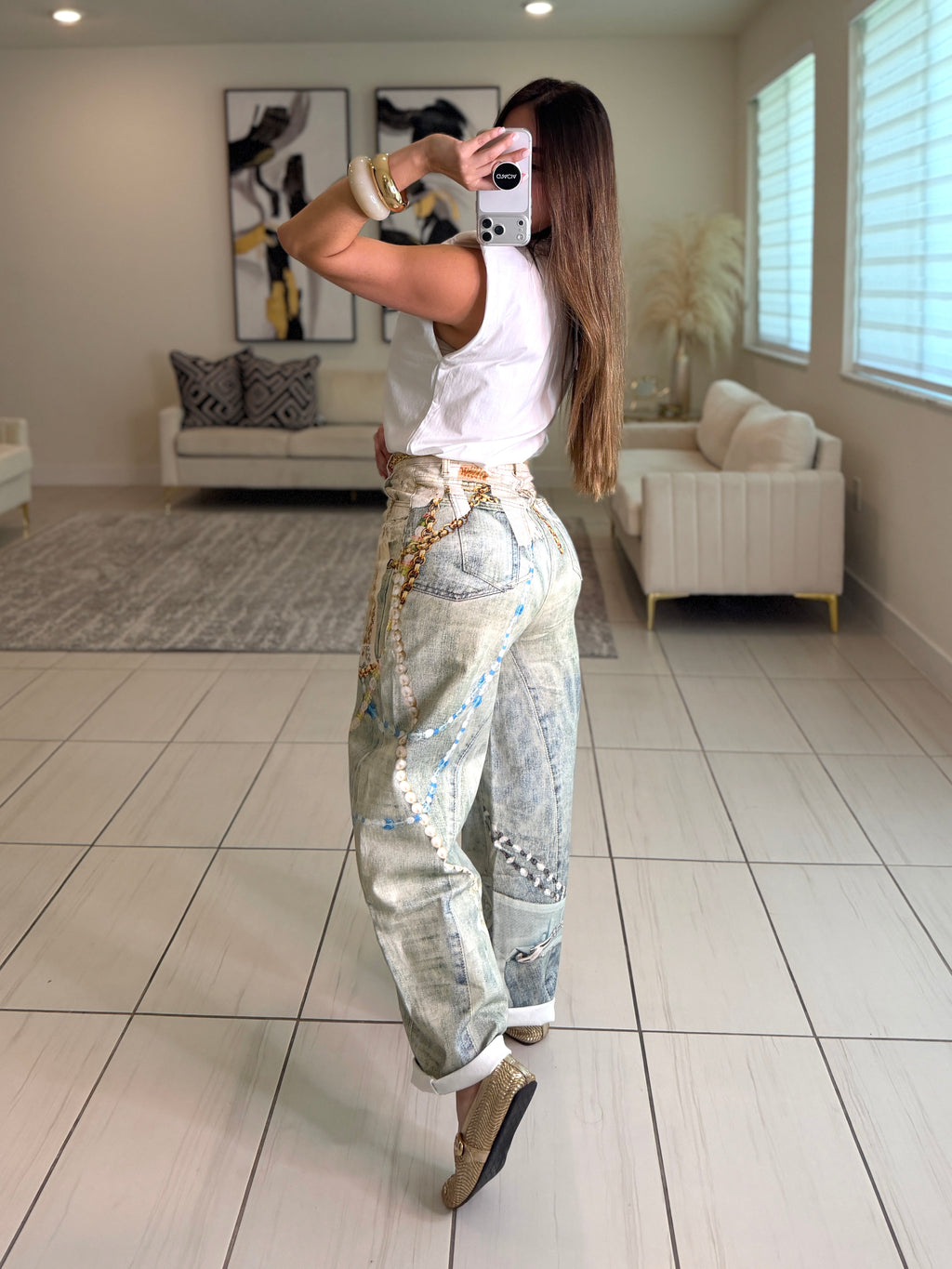 Golden Rocks Shoulder Pads White Top
