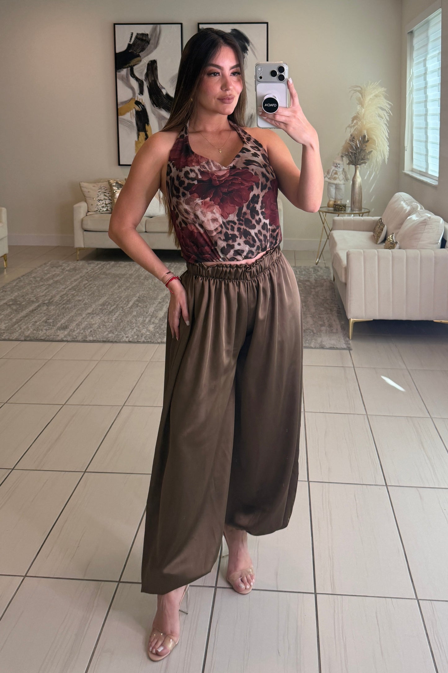 Mystic Rose Mesh Brown Top