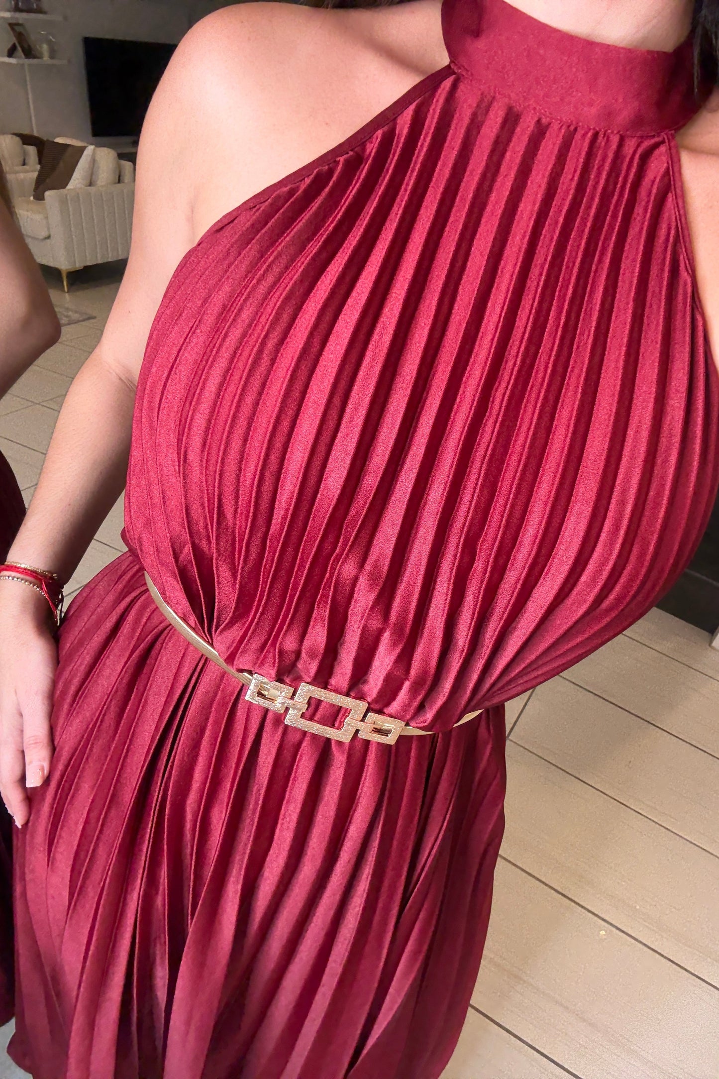 Radiant Red Wine Midi Dress