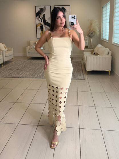 Chained Desire Beige Maxi Dress
