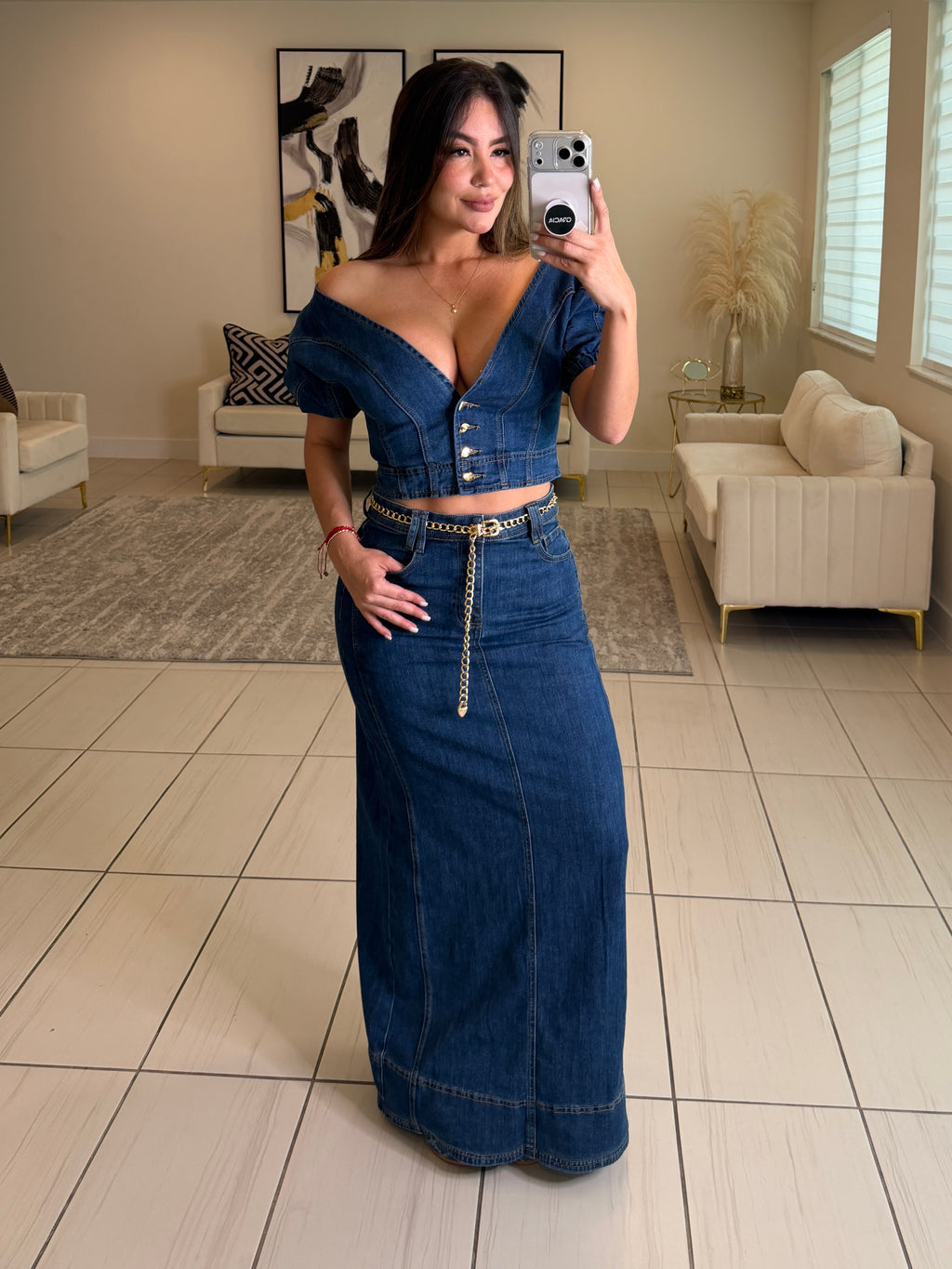 Gonna Scampanata in Denim Skirt Set