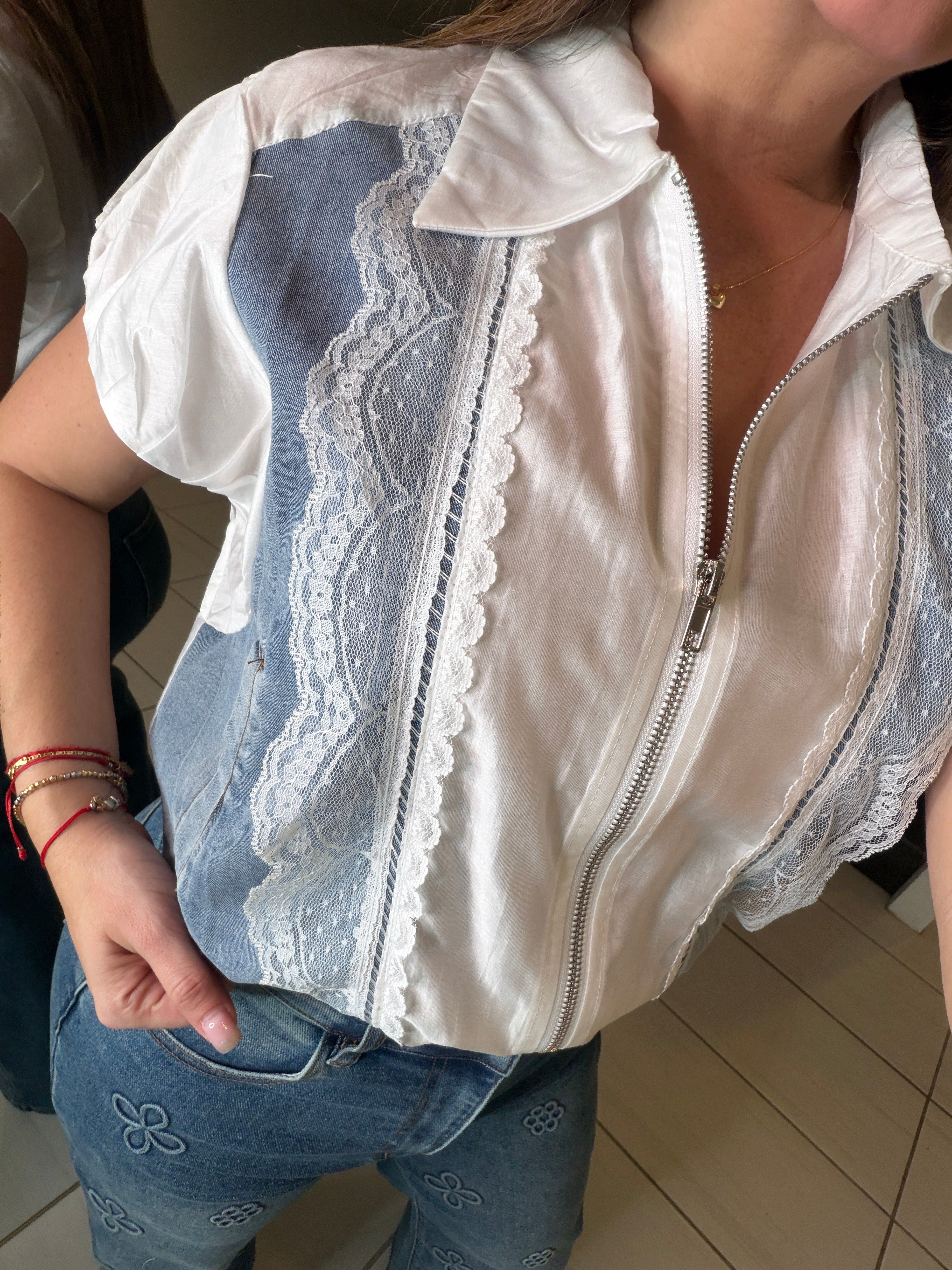 Parisian Contrast White Top