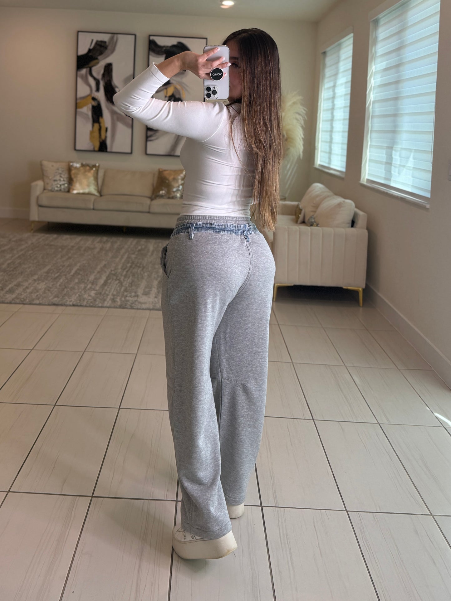 Comfy Contrast Grey and  Denim Pants