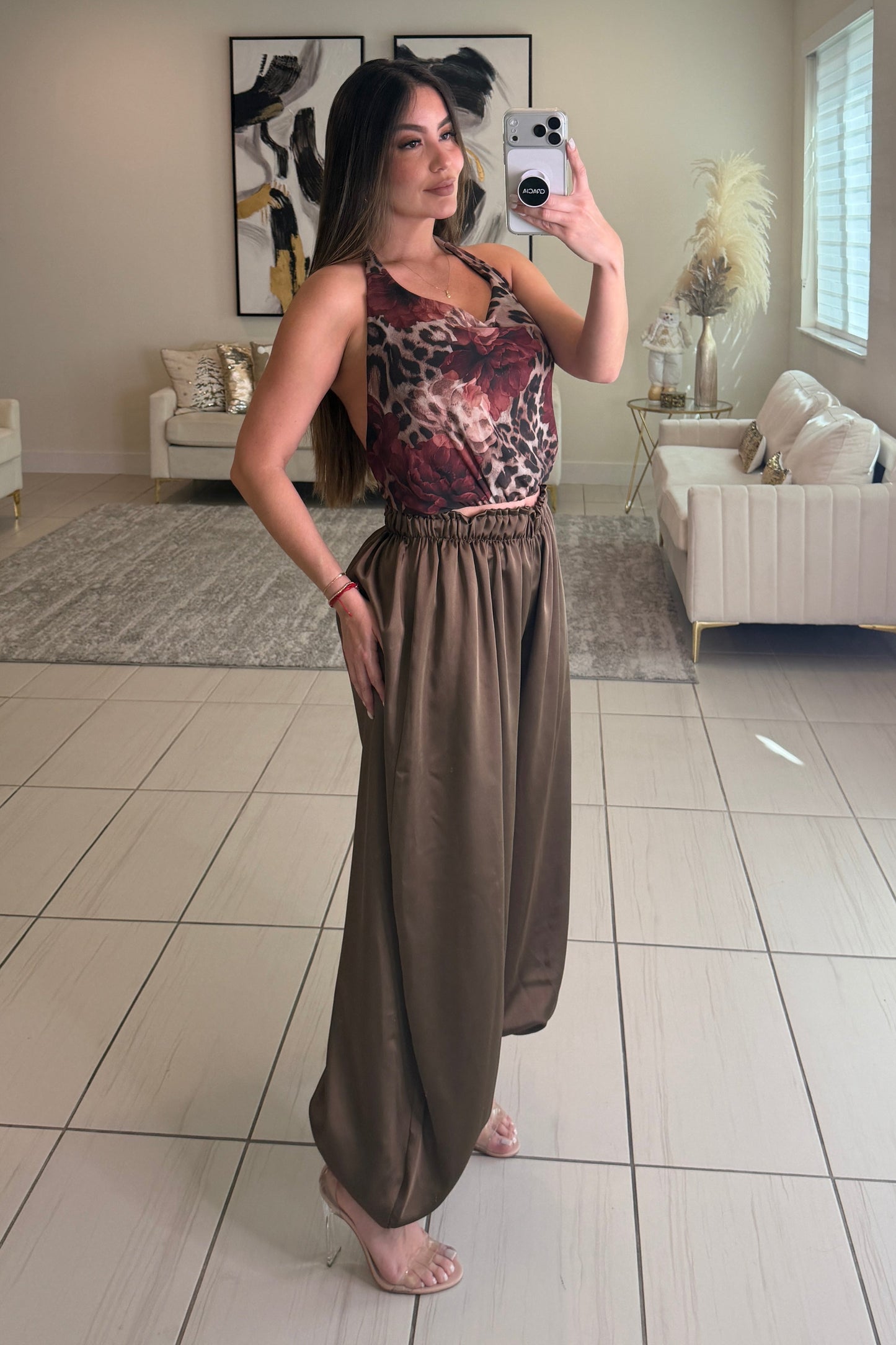 Mystic Rose Mesh Brown Top