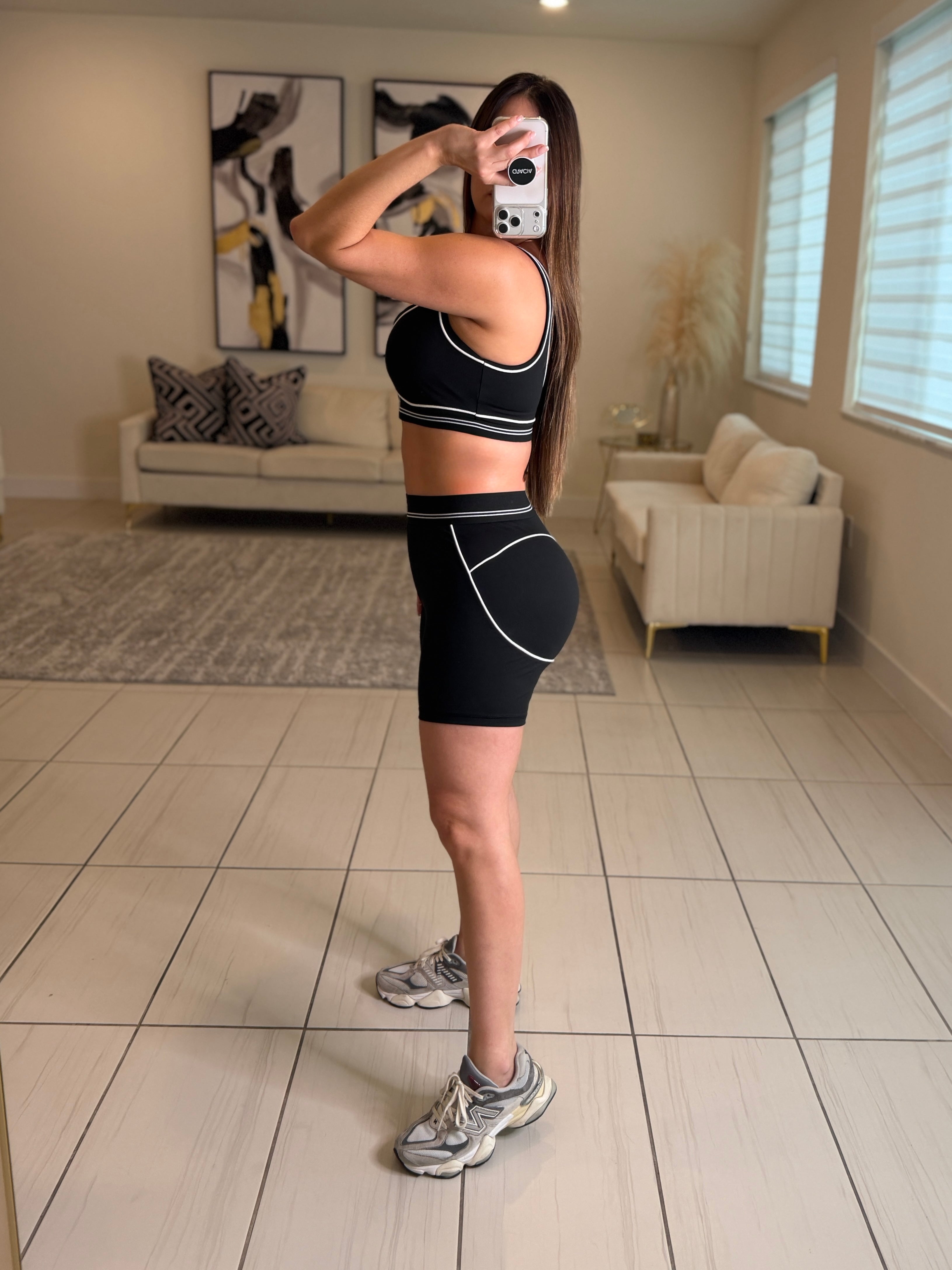 Airbrush Heart Halo Black Short Set