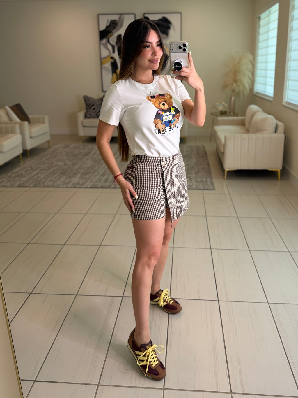 Divine Gingham Brown Short