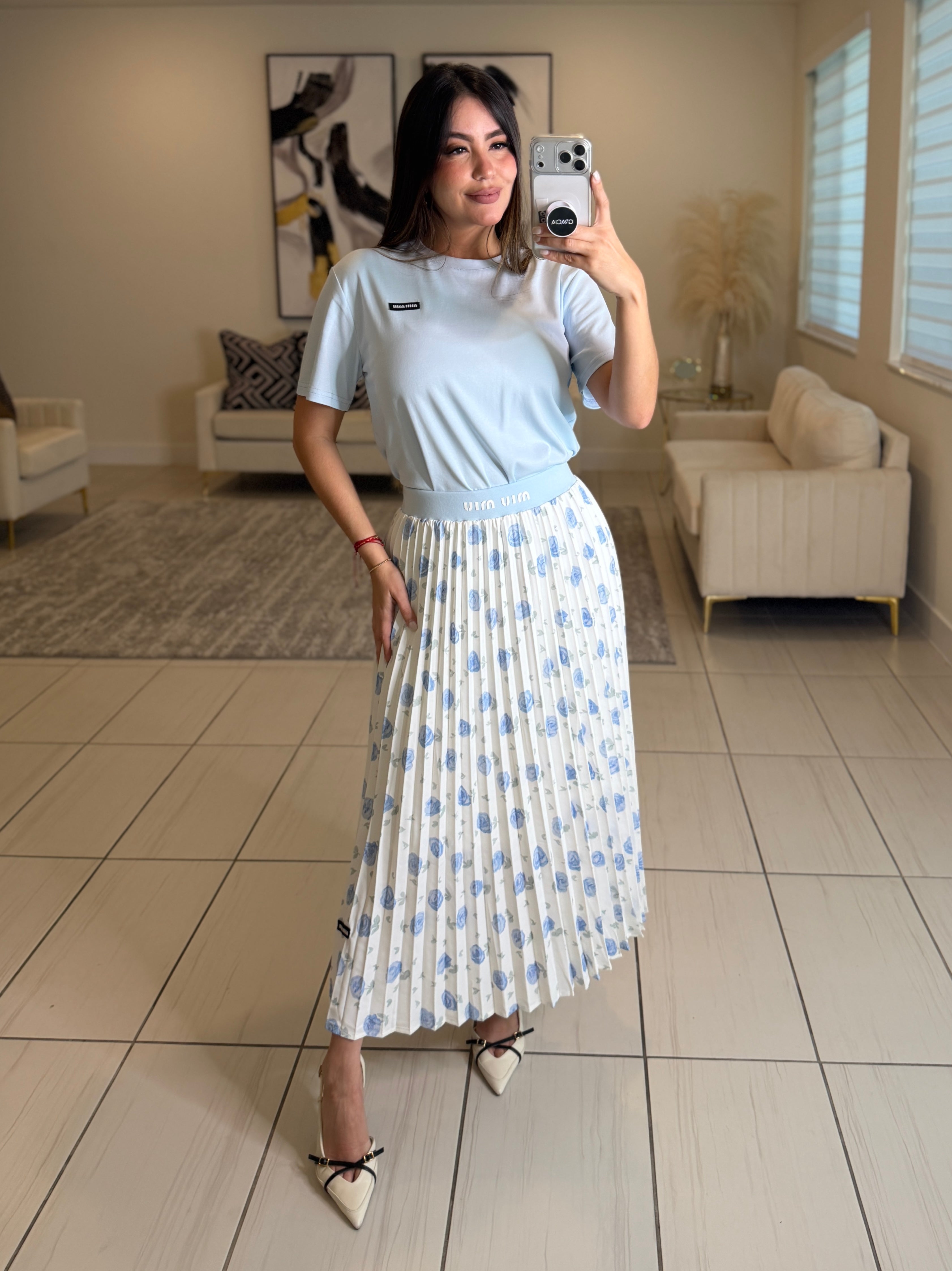 Mirage Flame Blue Skirt Set