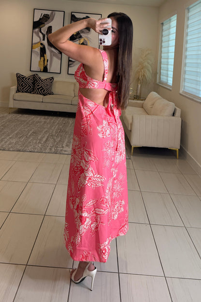 Villa Escape Coral Midi Dress