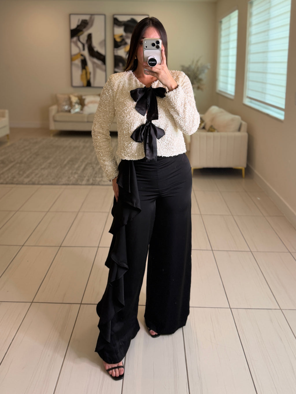 Luxe Ruffles Black Pants