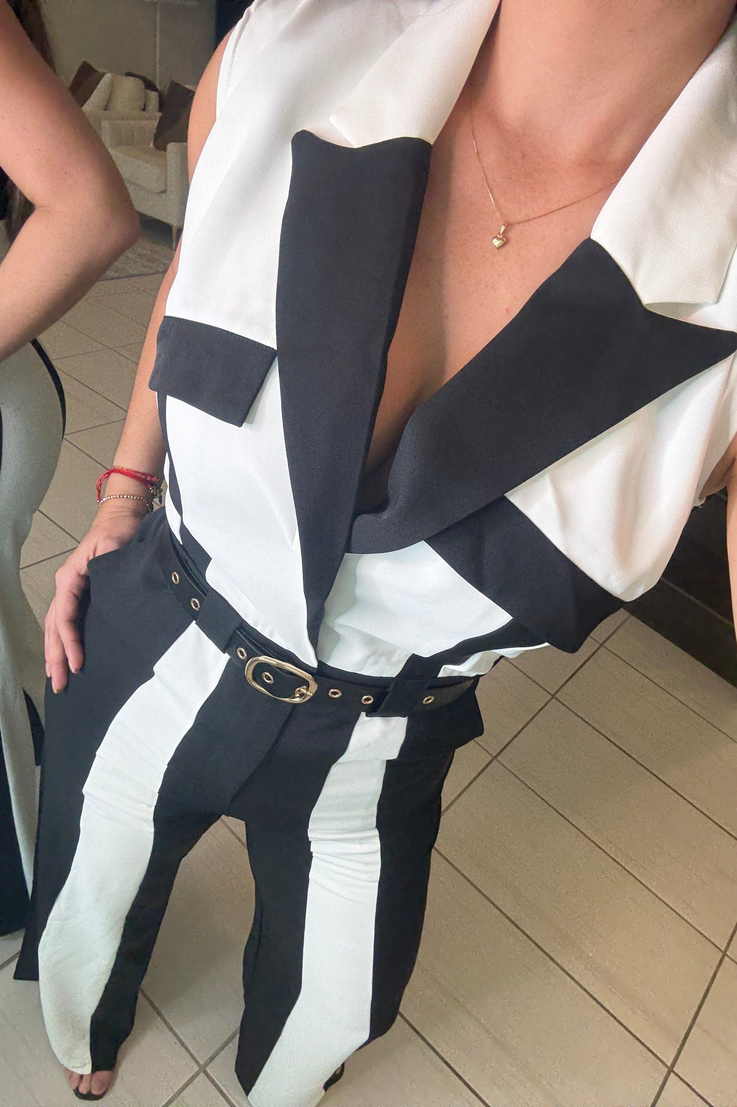 Power Lines Black and White Jumpsuit
