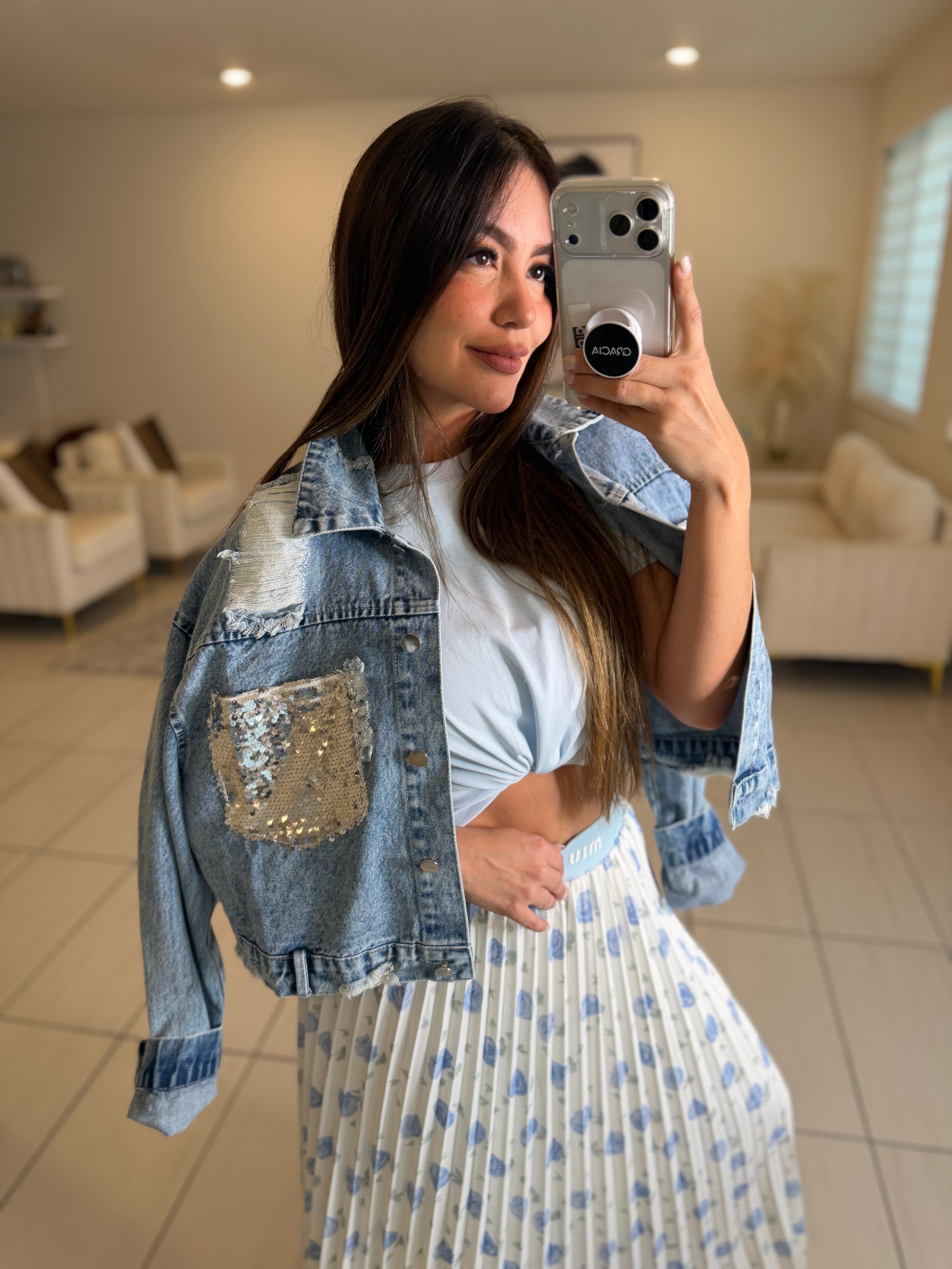 Mirage Flame Blue Skirt Set