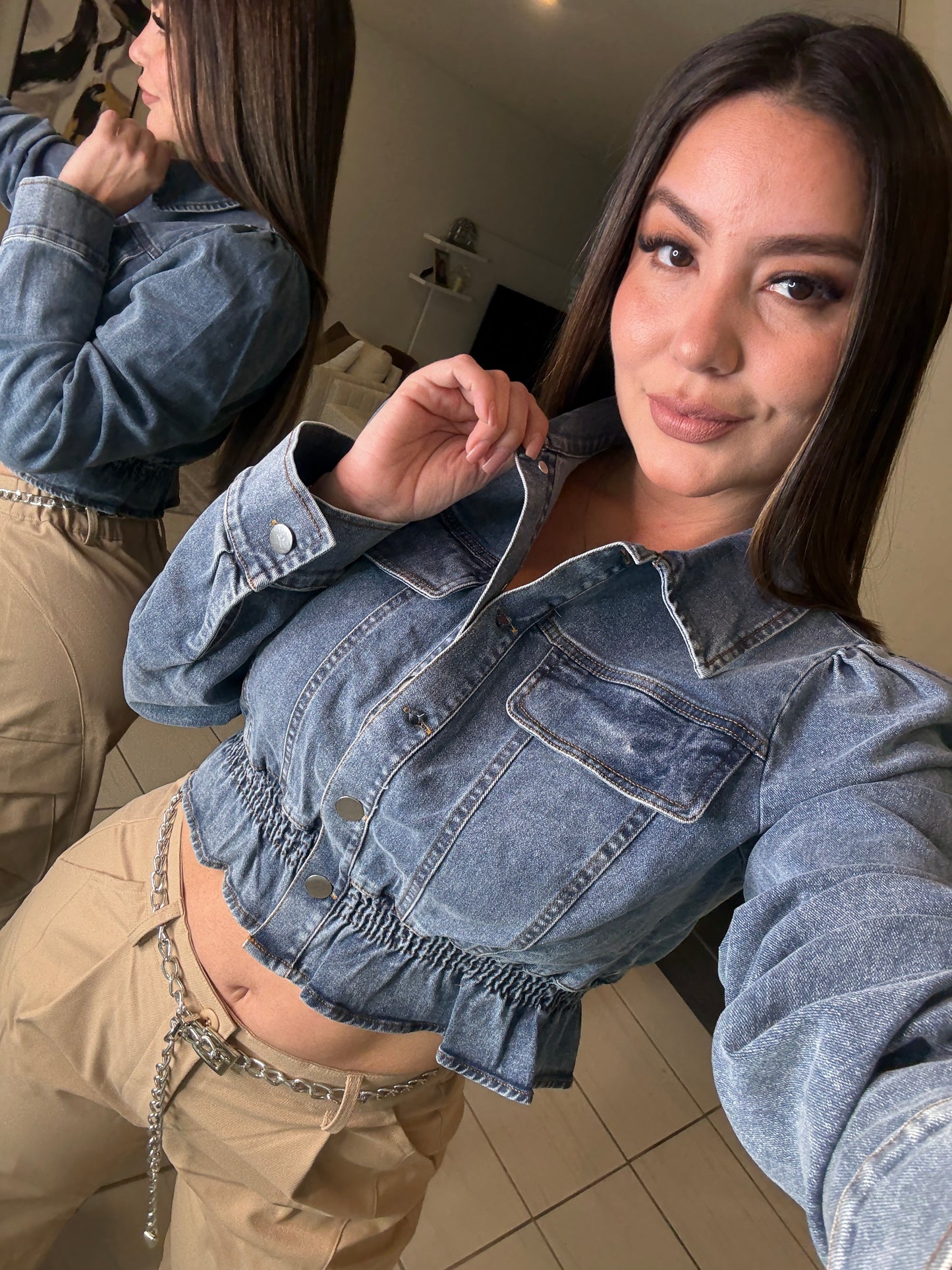 Luxe Horizon Blue Denim Jacket