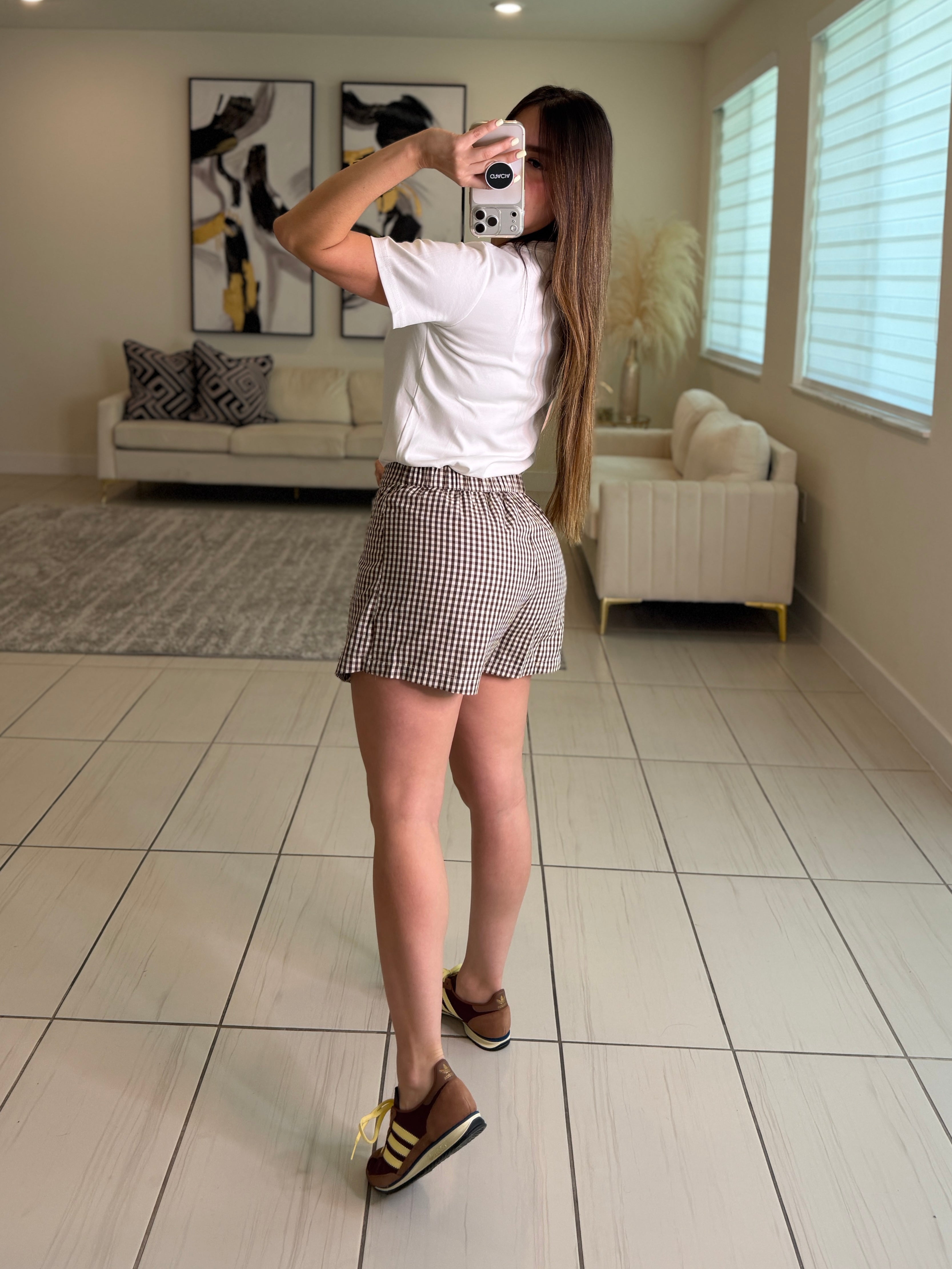 Divine Gingham Brown Short