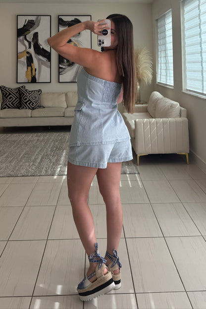 Streetlight Stroll Denim Short Set