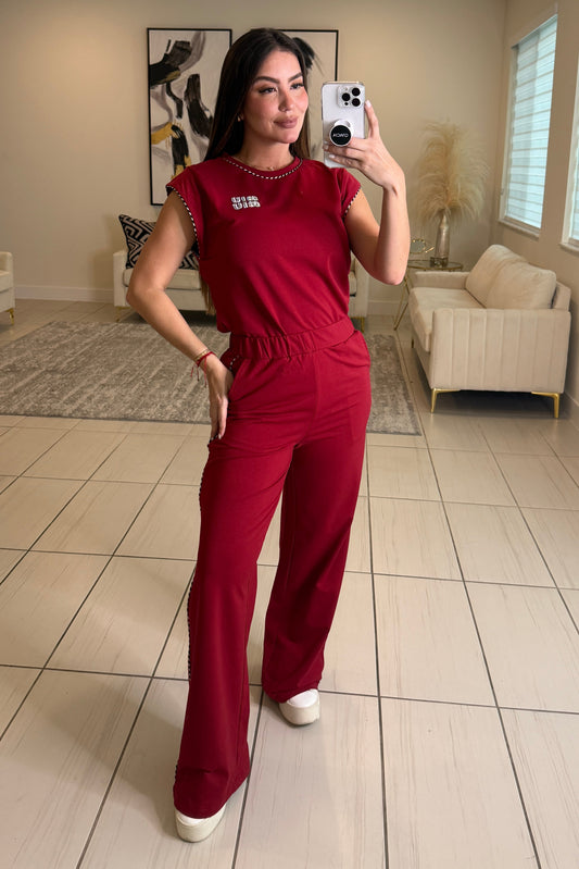 Iconic Muse Red Pant Set
