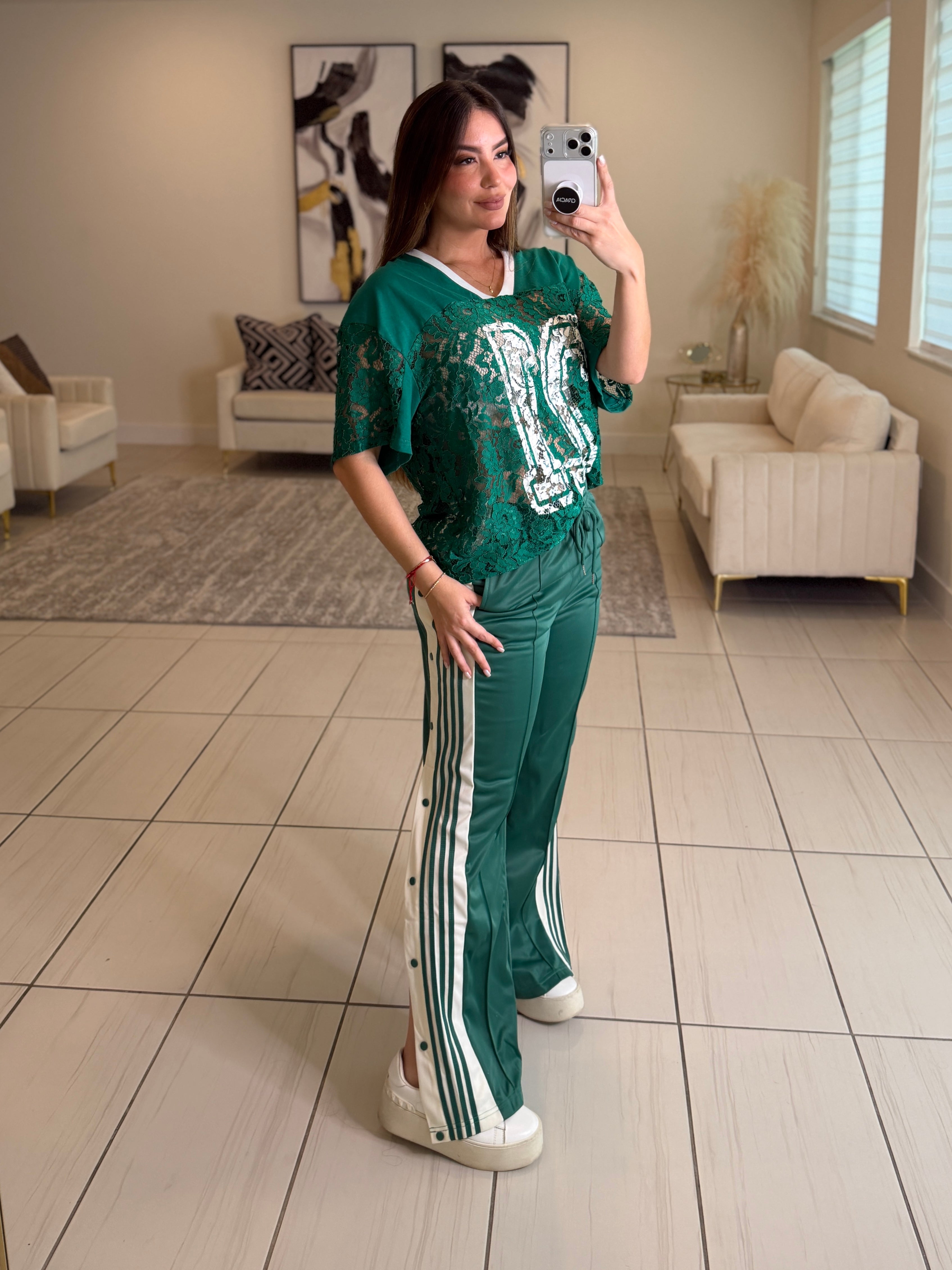 Sporty Chic Green Comfy Pant Set