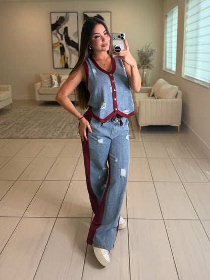 Iconic Wine and Denim Contrast Set