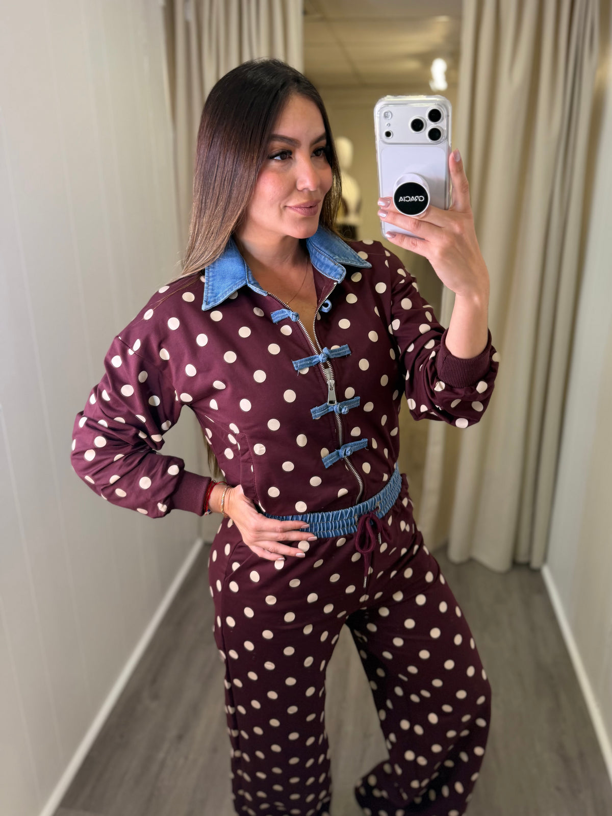 Oriental Polka Burgundy Pant Set