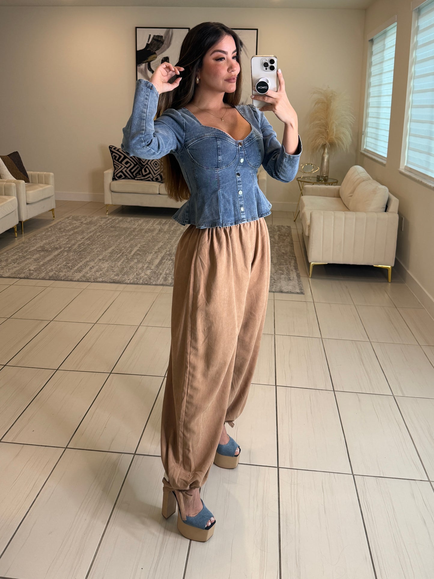 Peplum perfection Blue Denim Top