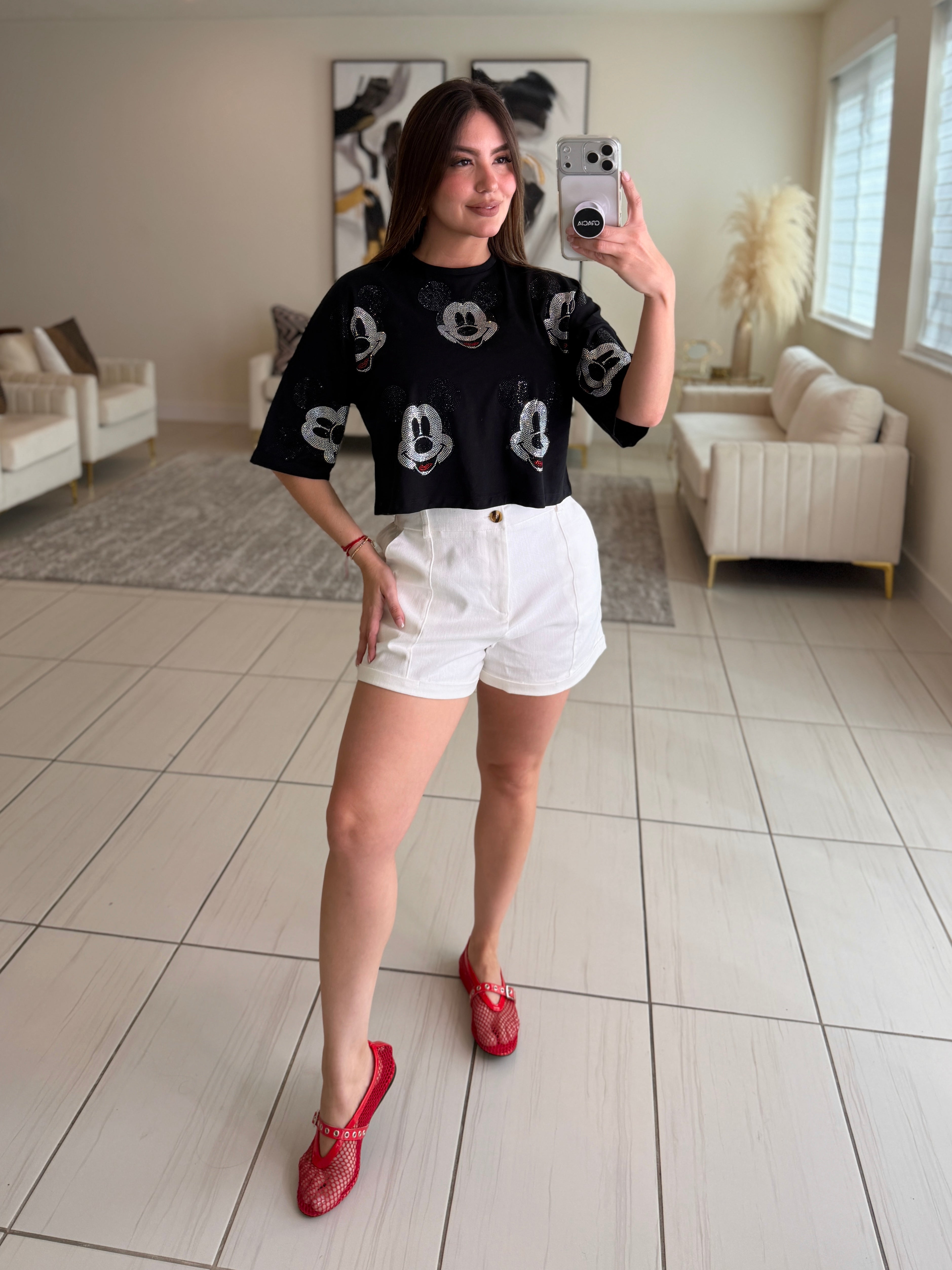 Funny Rhinestones Black Top