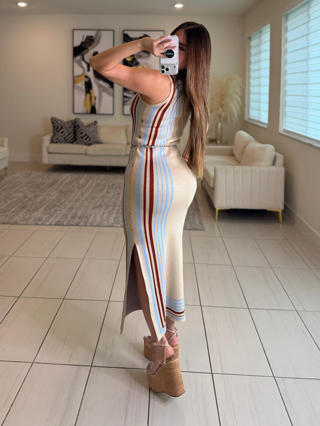 Modern Heiress Knit Beige Dress