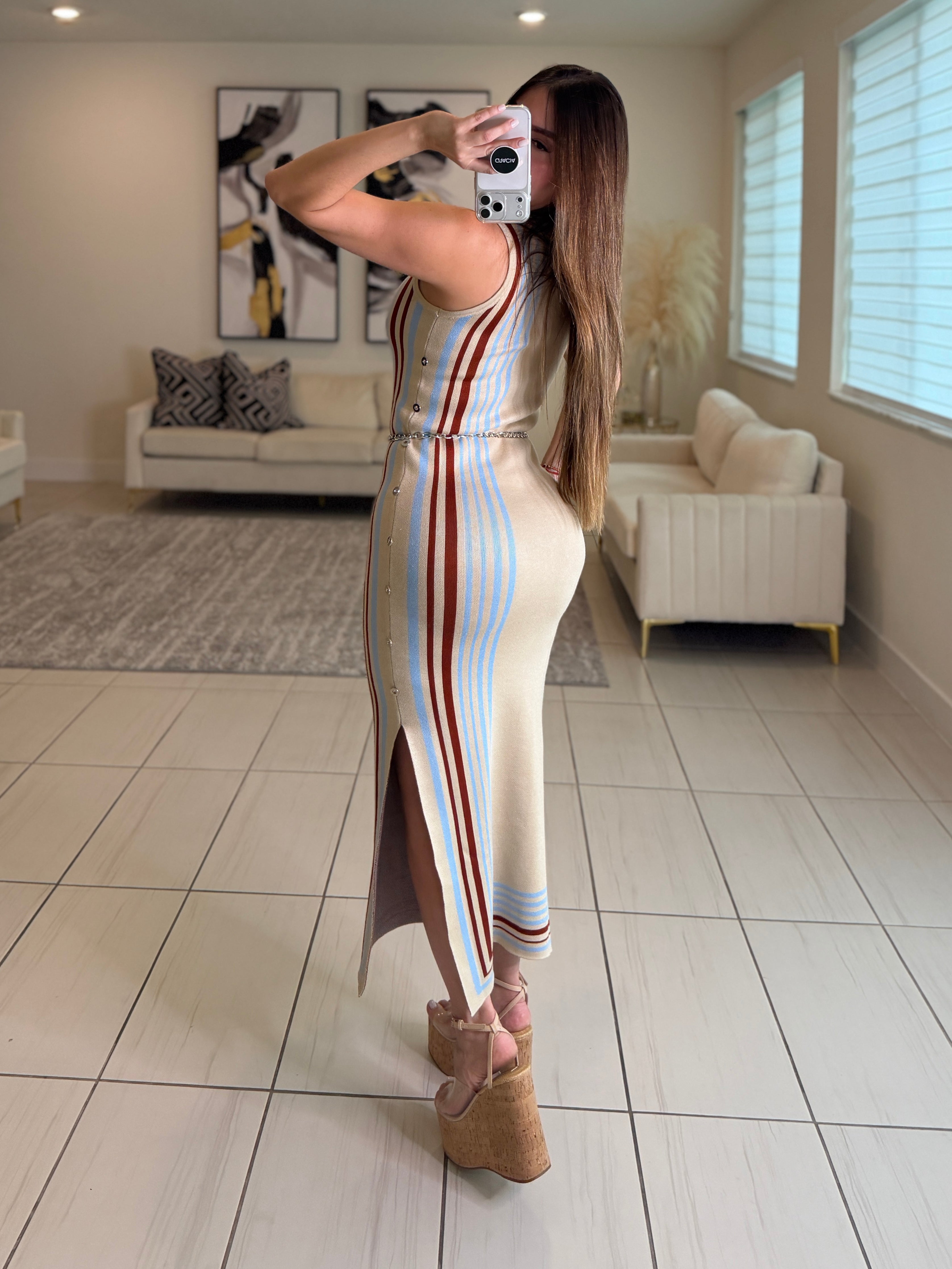 Modern Heiress Knit Beige Dress